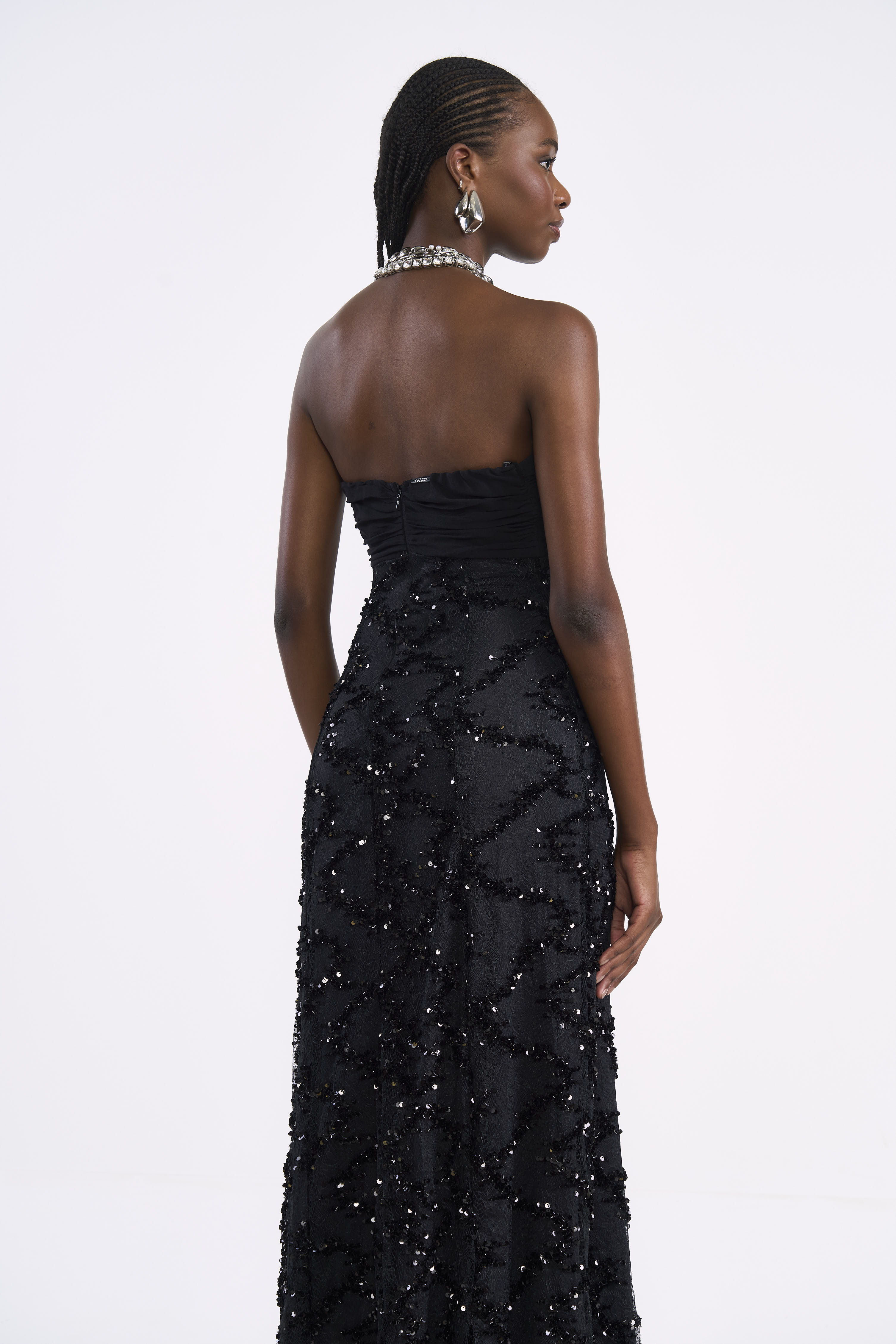 VESTIDO RENDA PAETÊ G PRETO