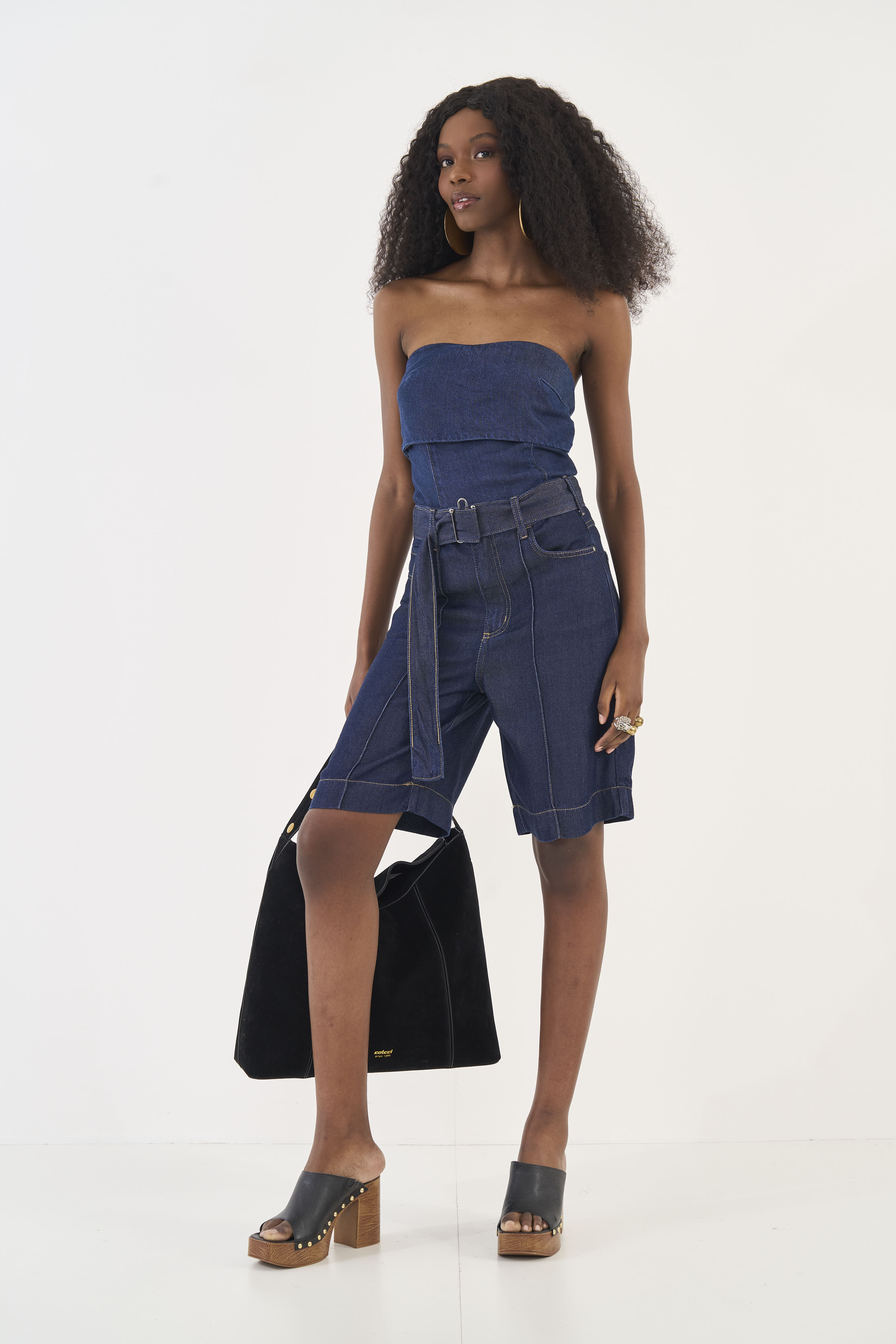 BERMUDA JEANS JOANA COM CINTO 34 INDIGO