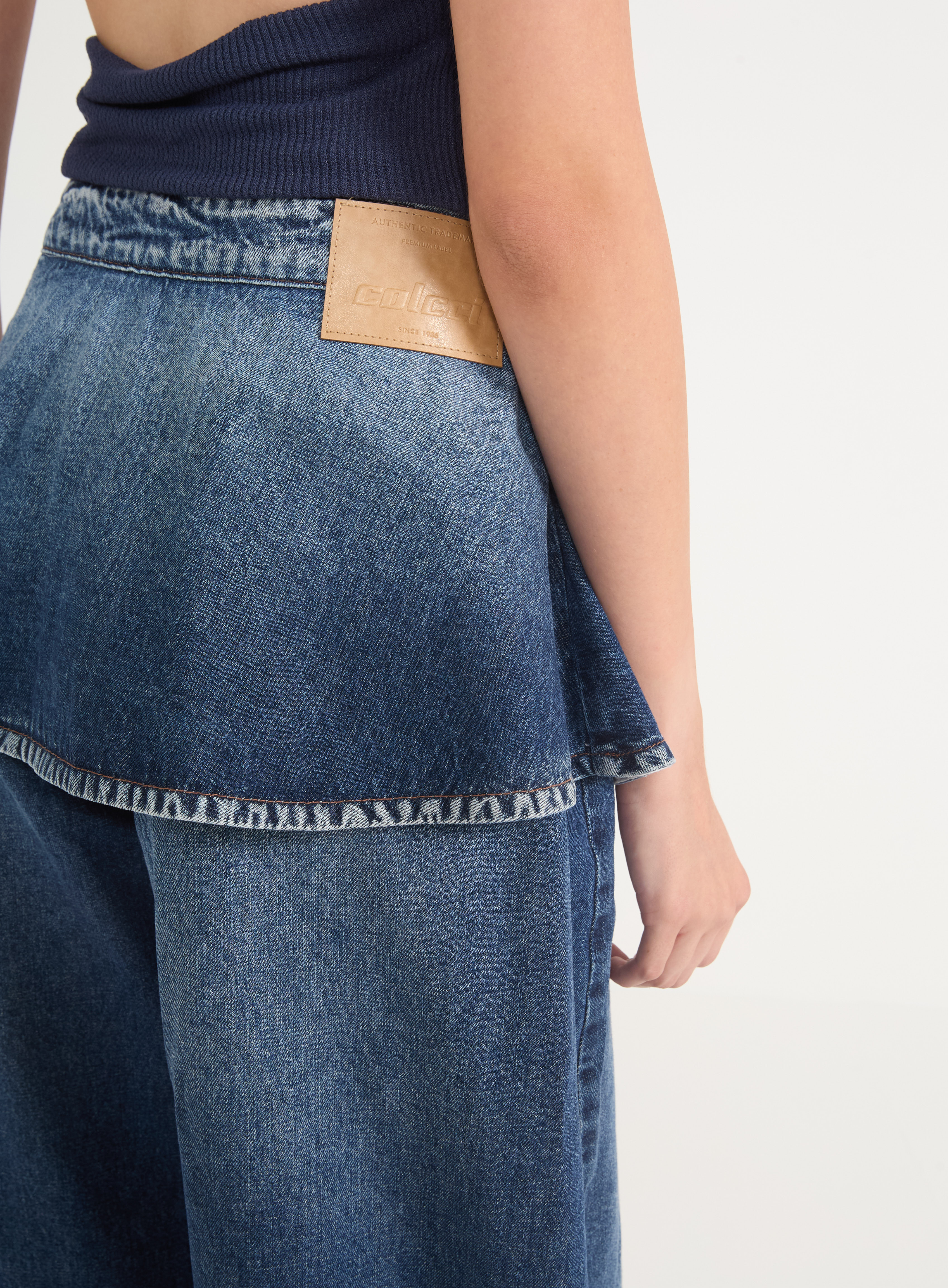 CALÇA JEANS COM SOBREPOSIÇÃO 38 INDIGO