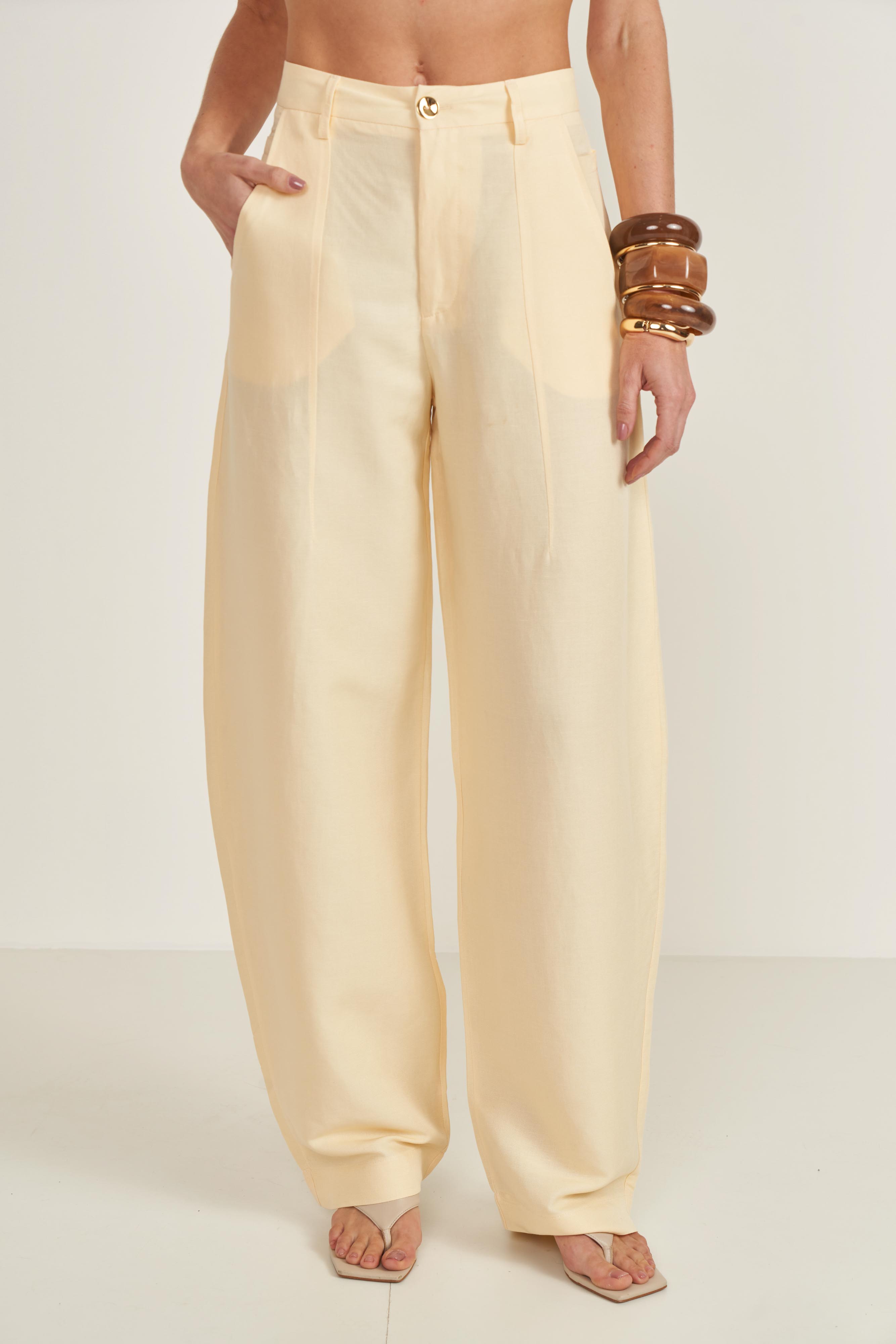CALÇA LINHO PP BEGE BRISTOL