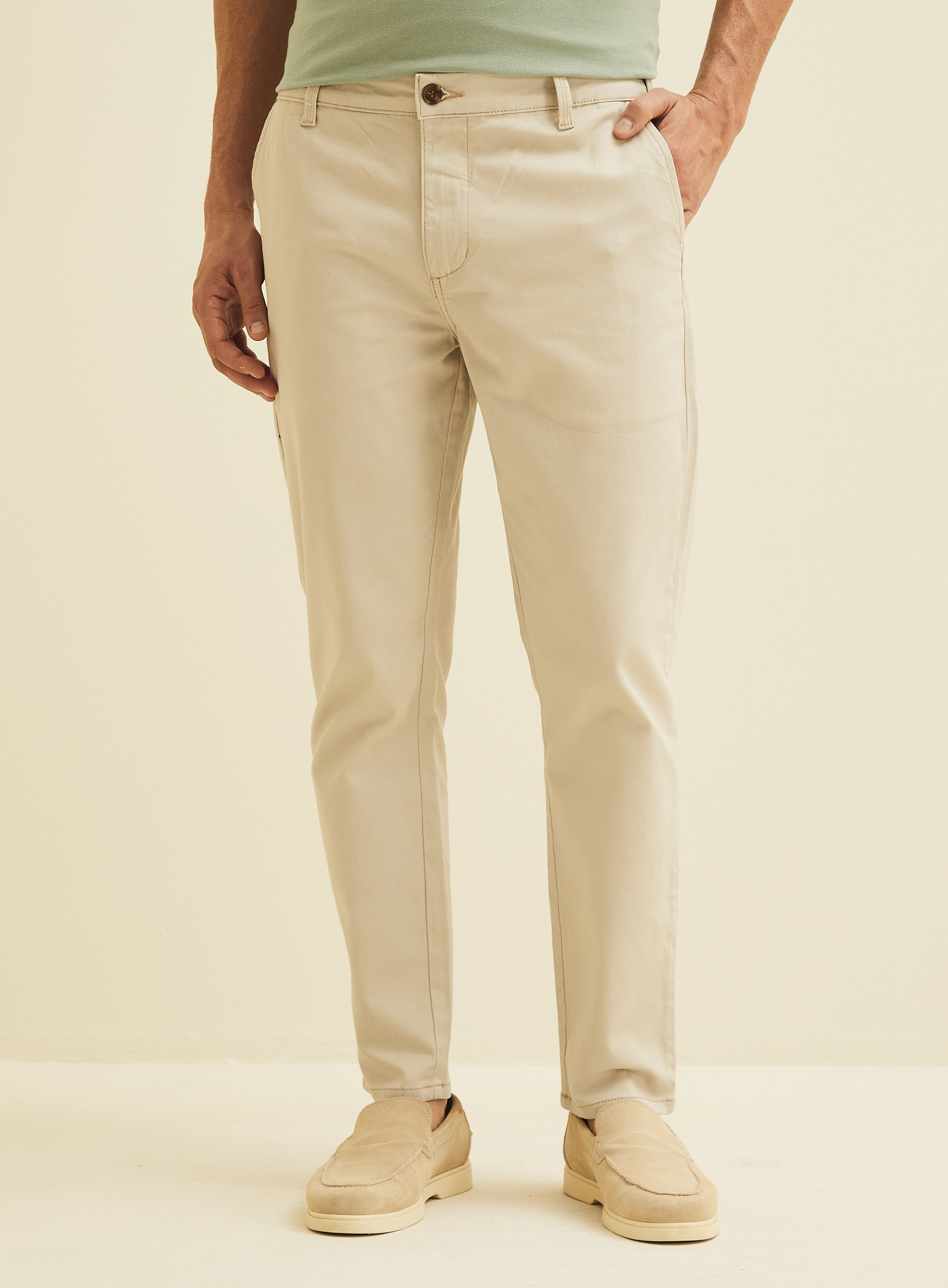 CALÇA SARJA JOHANN 42 BEGE ESQUILO