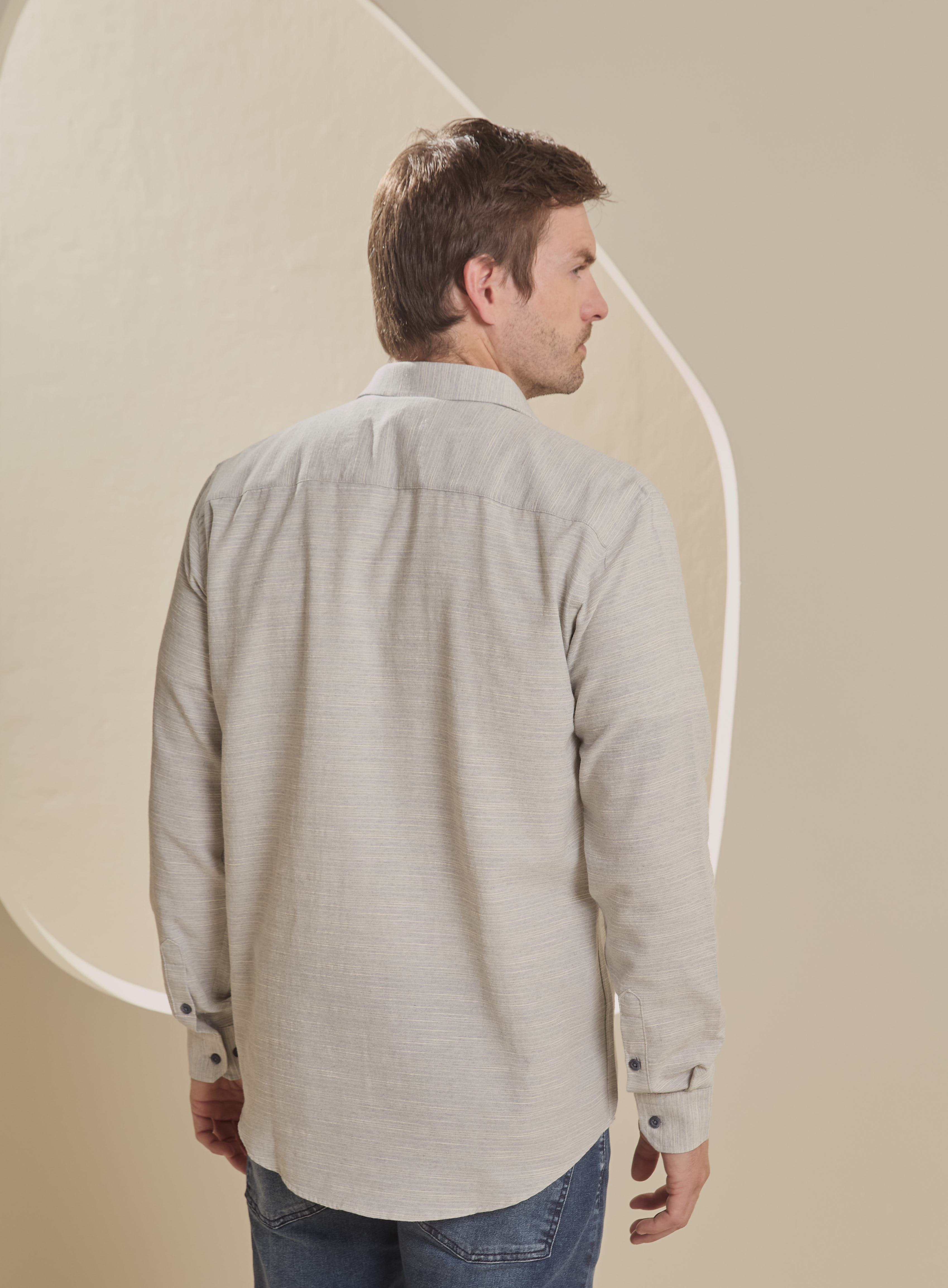 CAMISA RELAX G CINZA/BEGE