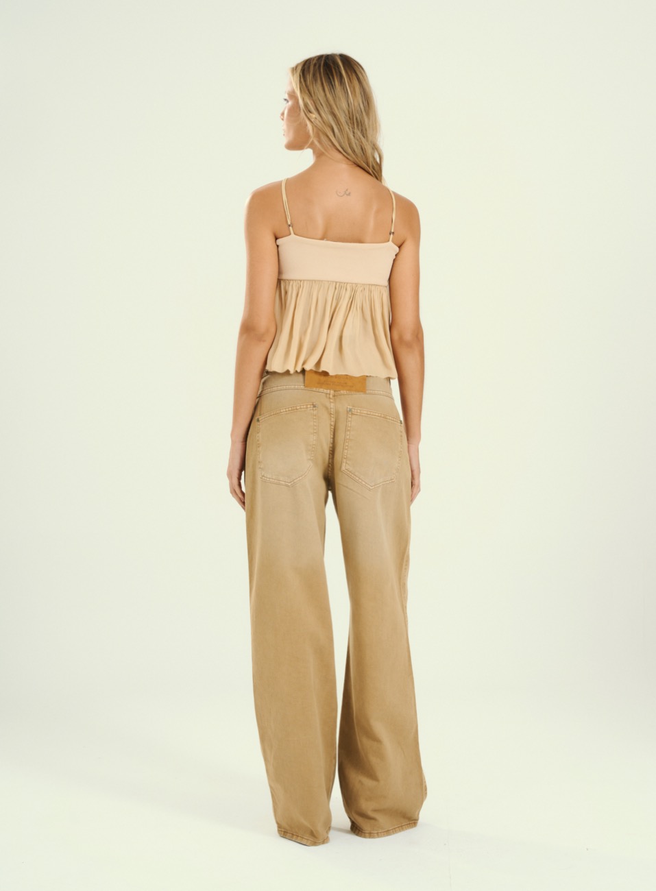 CALÇA SARJA LILIAN 34 BEGE GOLDEN WHE
