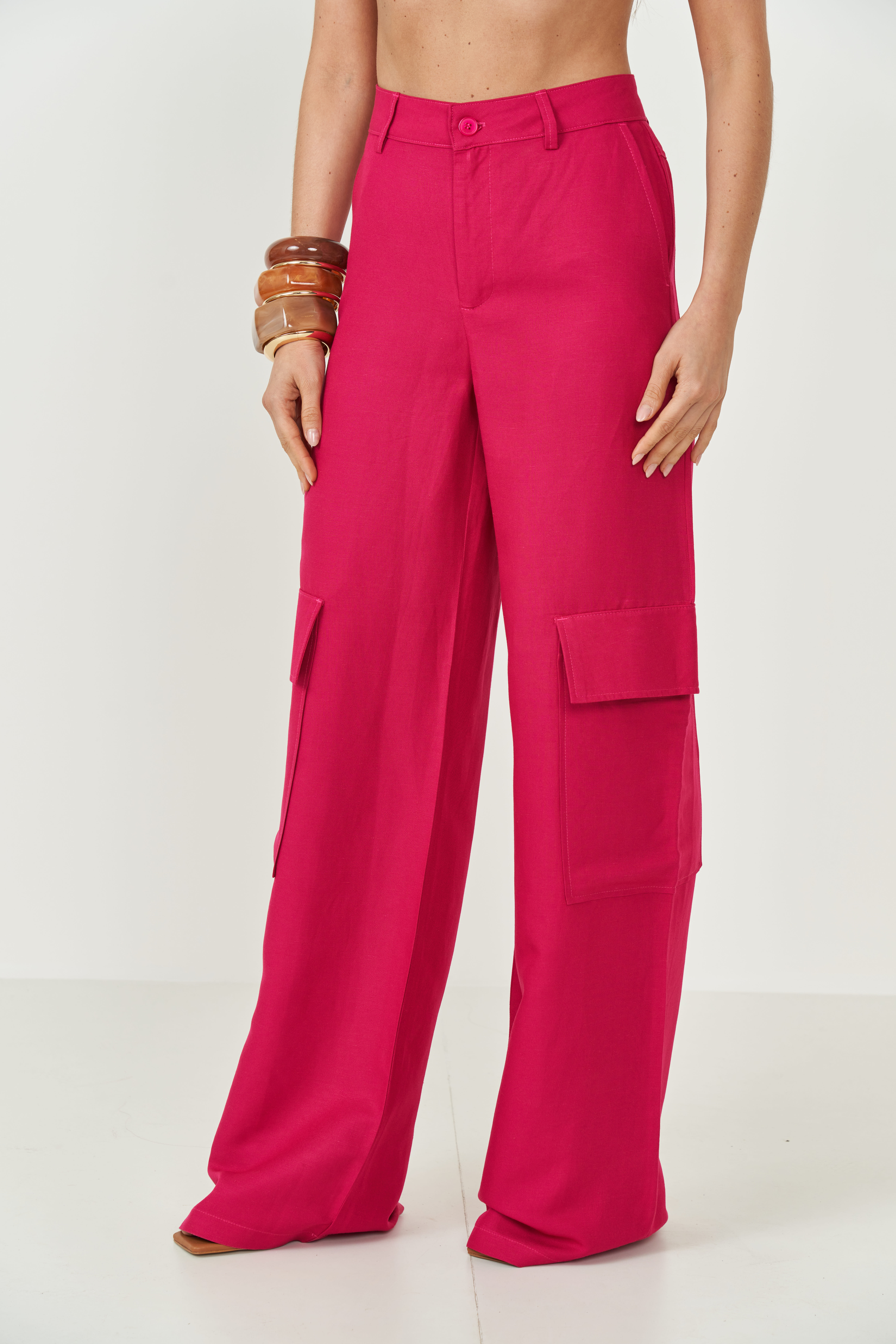 CALÇA LINHO 38 ROSA PINK SOUQ