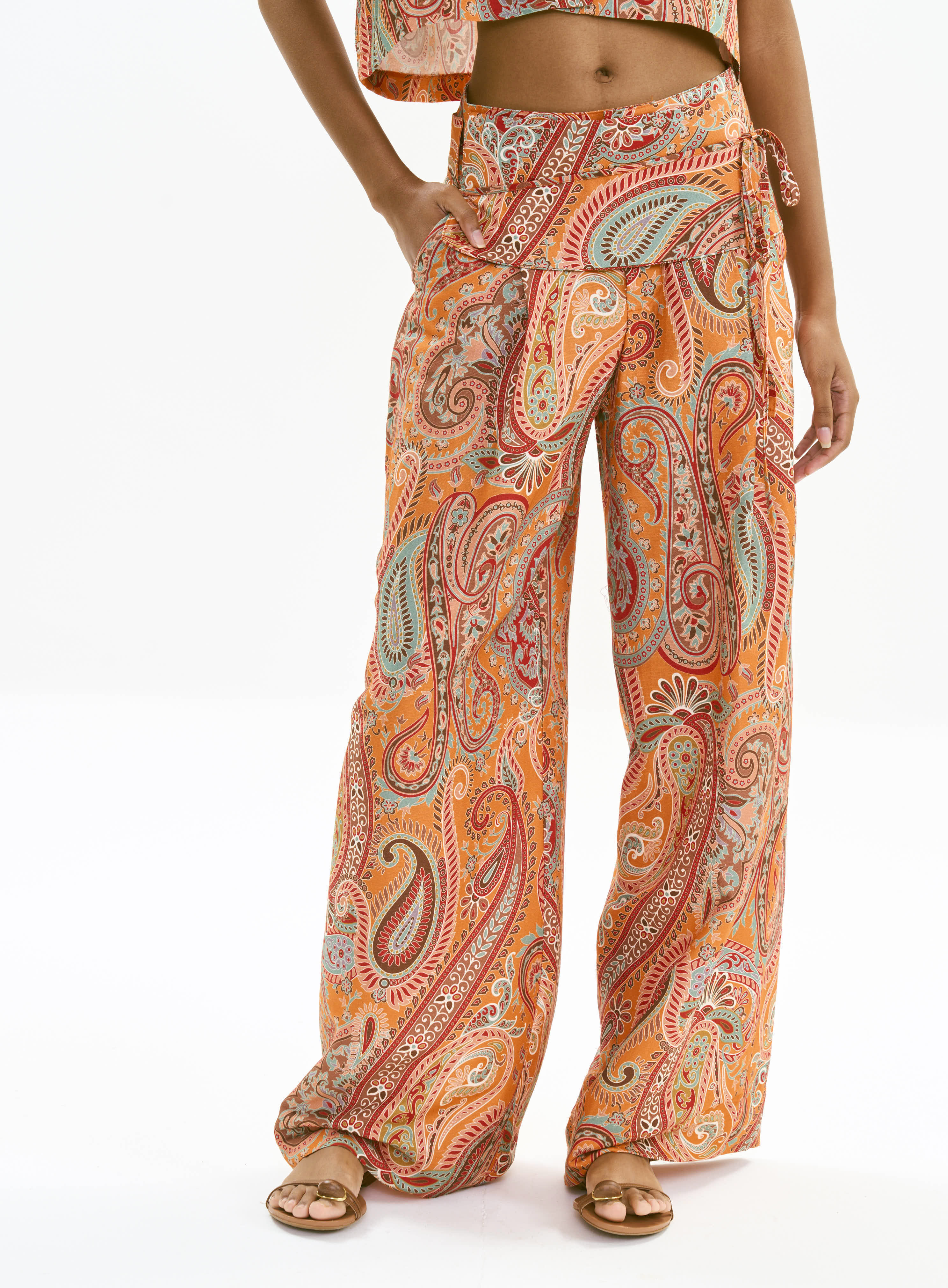 CALÇA LINHO ESTAMPADA M CASHMERE CHROM.