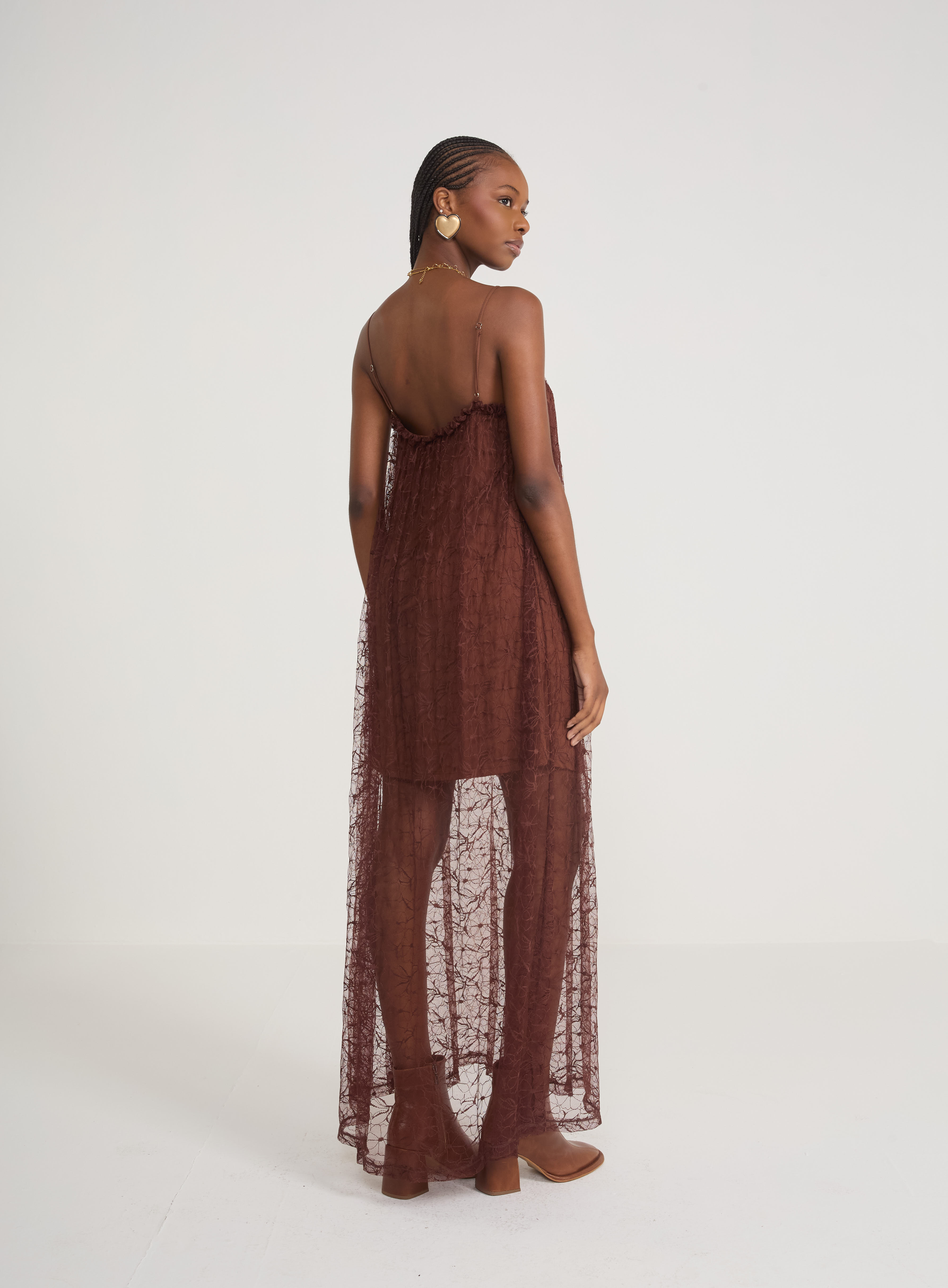 VESTIDO RENDA G MARROM TIRAMISU