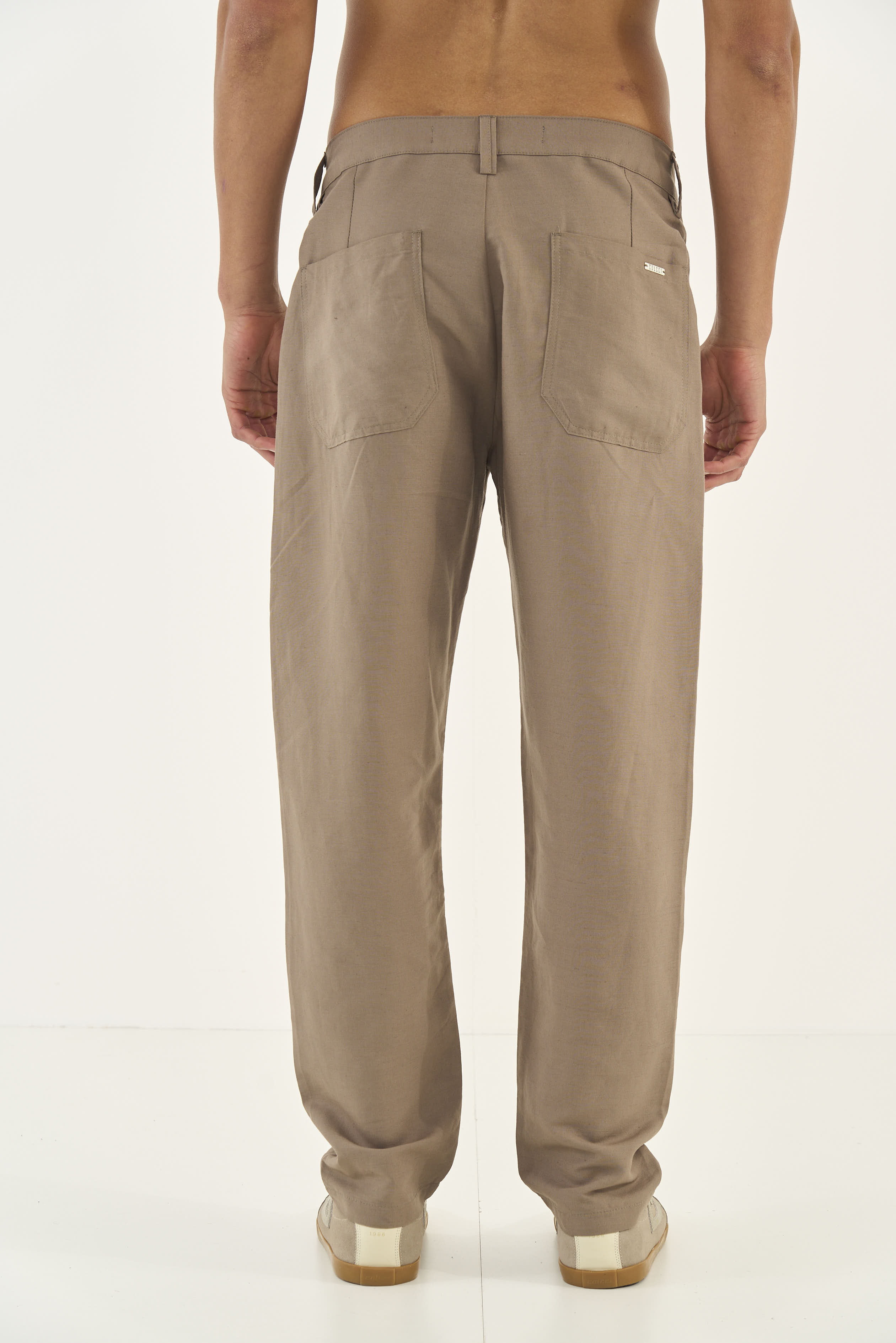 CALÇA LINHO G BEGE CINZAS