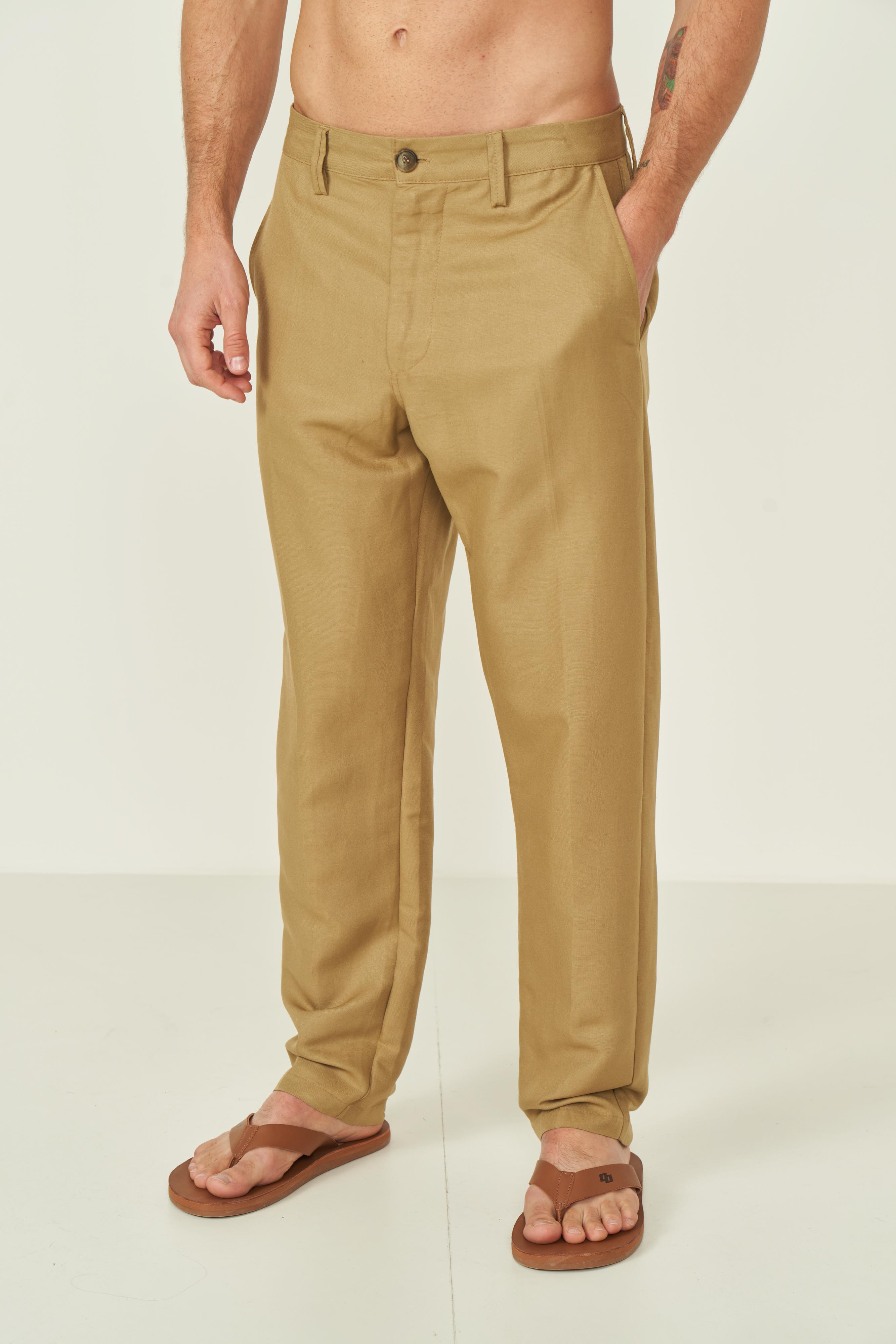 CALÇA LINHO GG BEGE TIGER