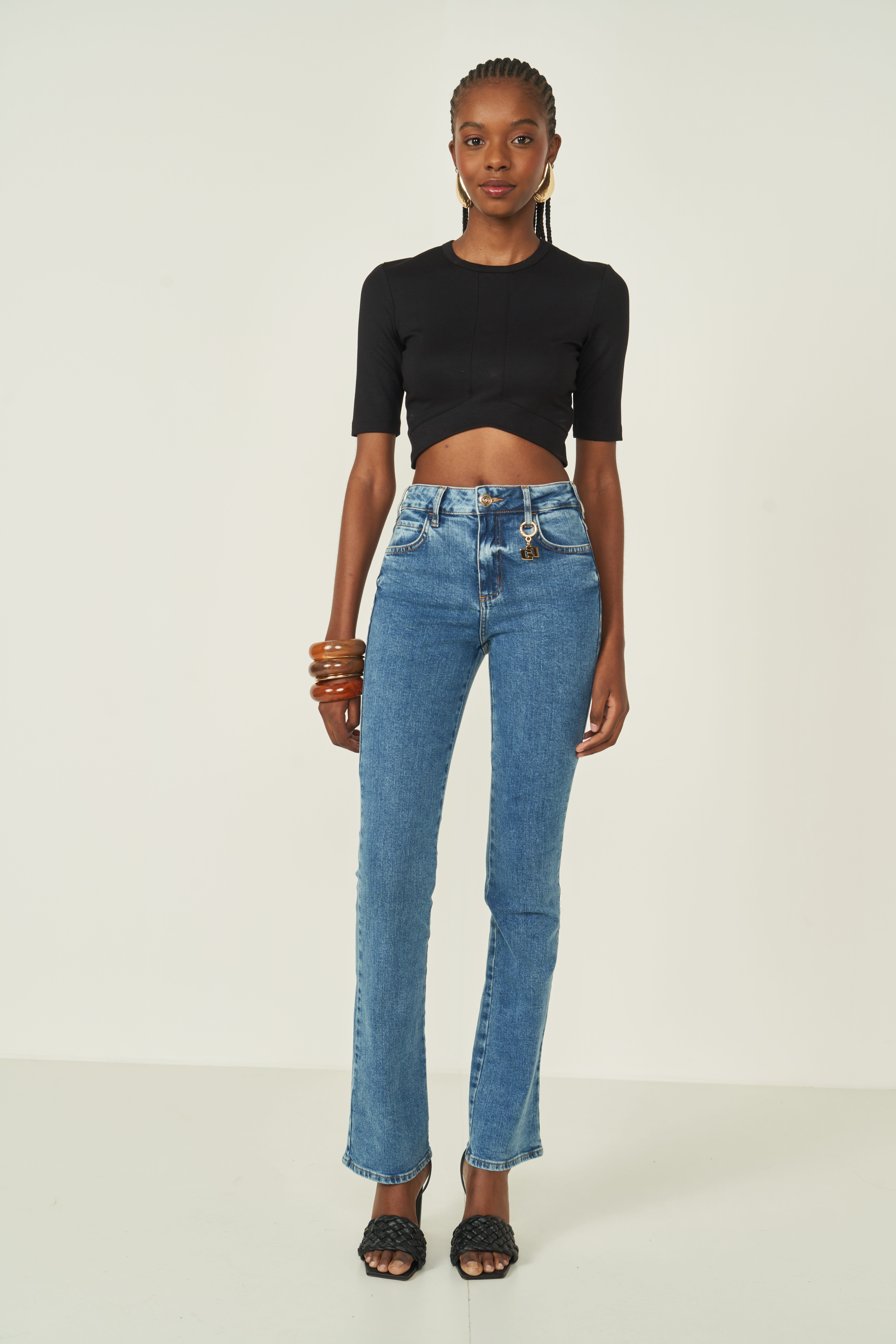 CALÇA JEANS BIA RETA 46 INDIGO