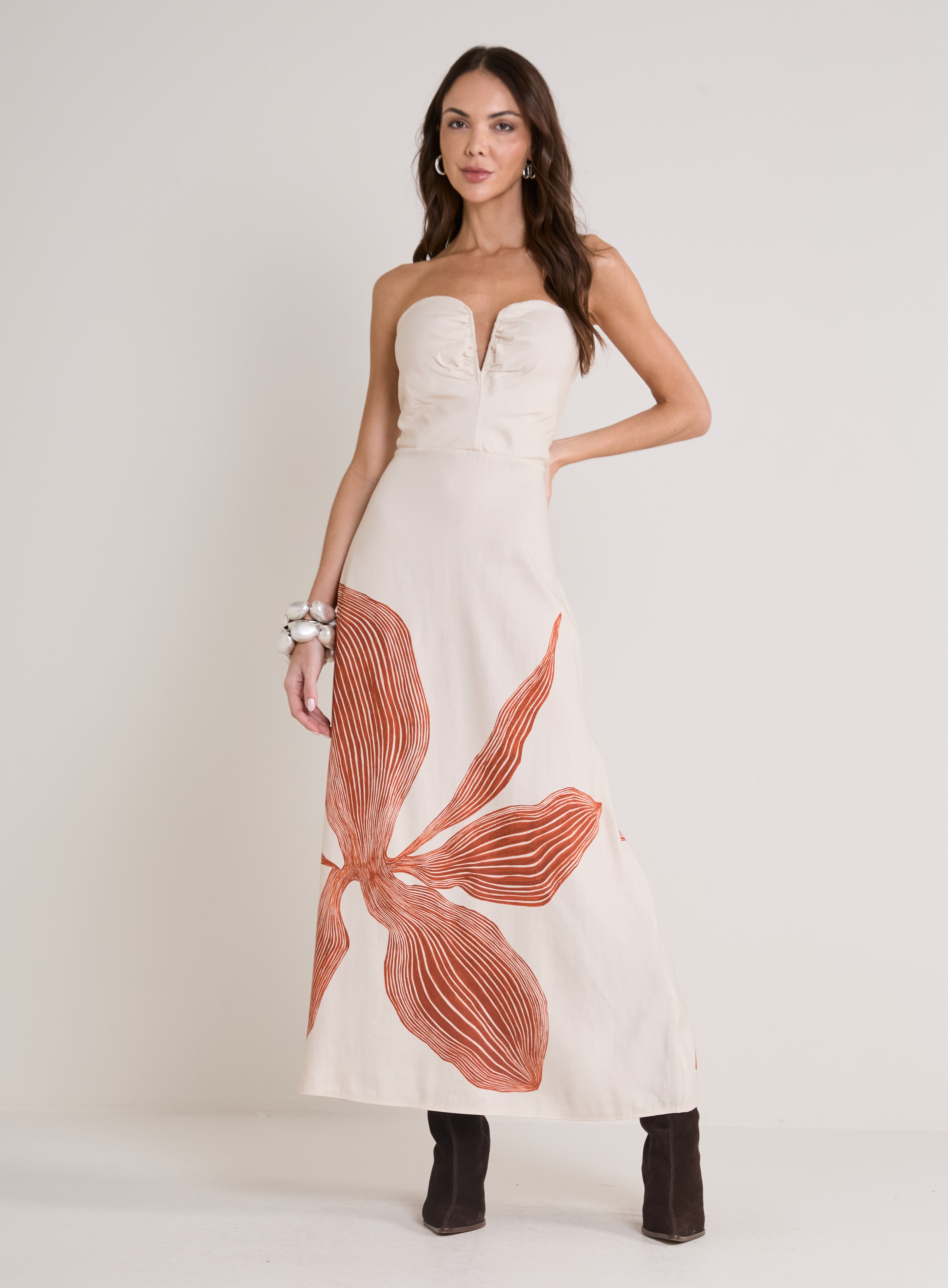 VESTIDO LINHO ESTAMPADO P LOTUS
