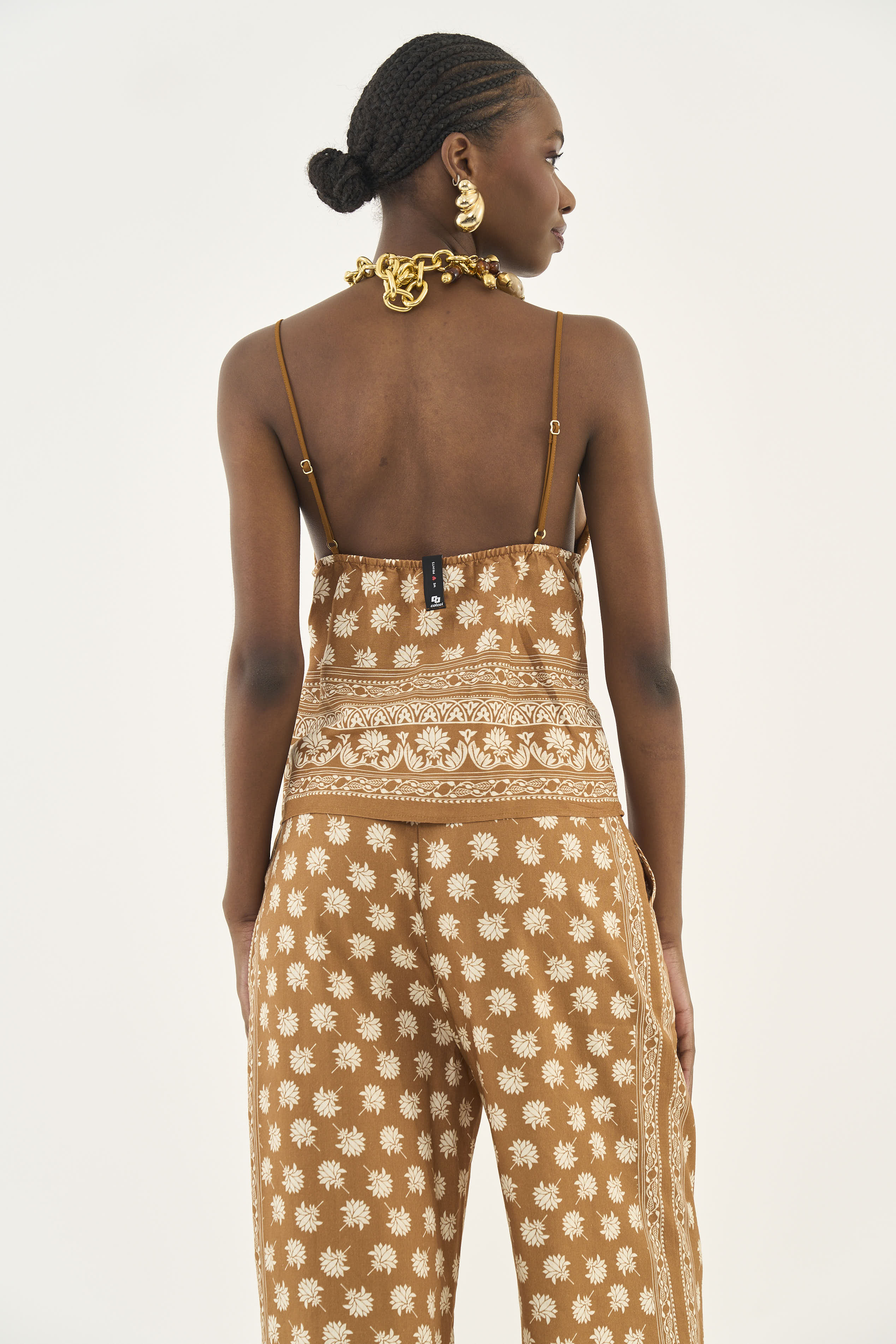 BLUSA LINHO ESTAMPADO P ARTE EM TRAM.II