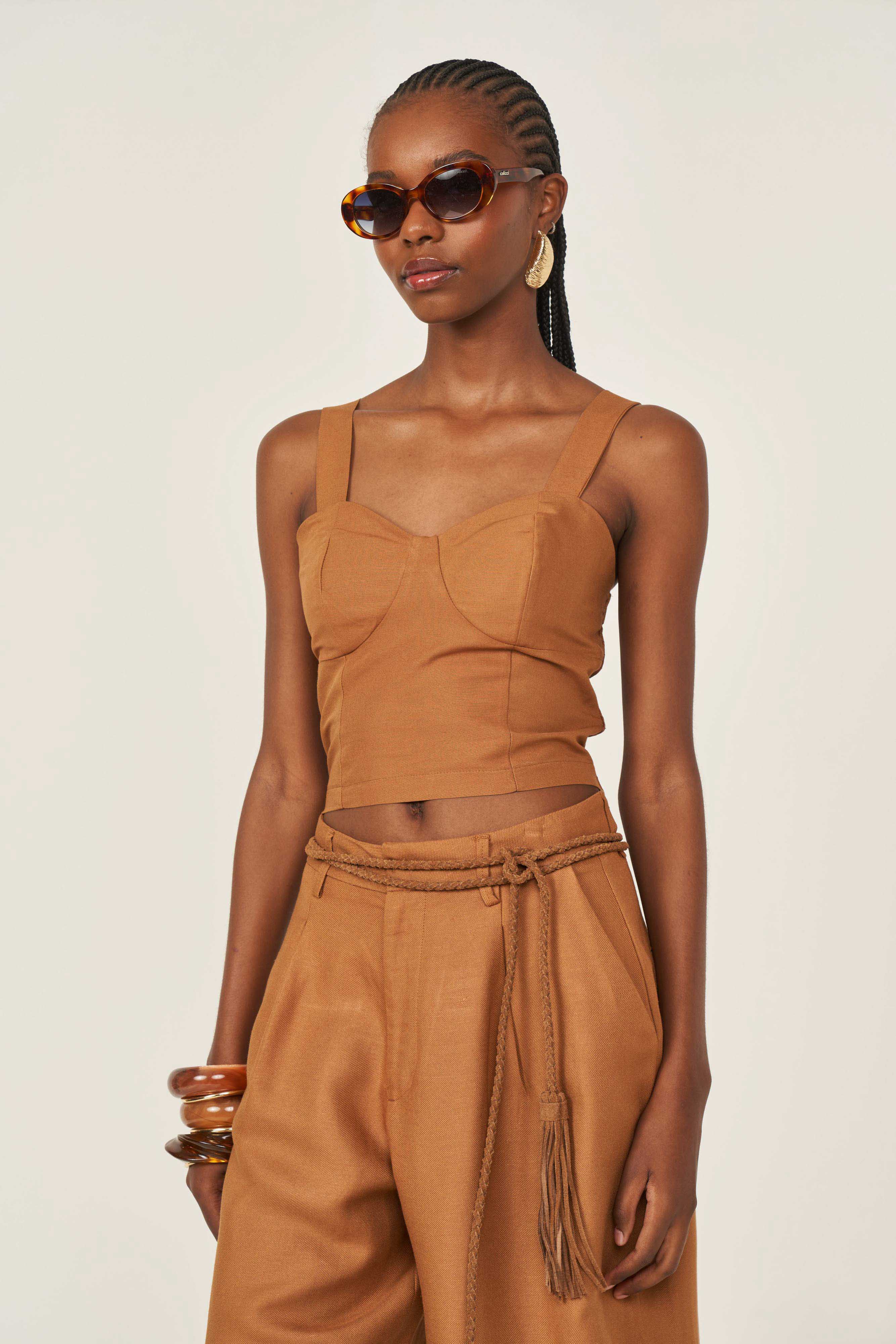BLUSA LINHO G MARROM EVERMORE