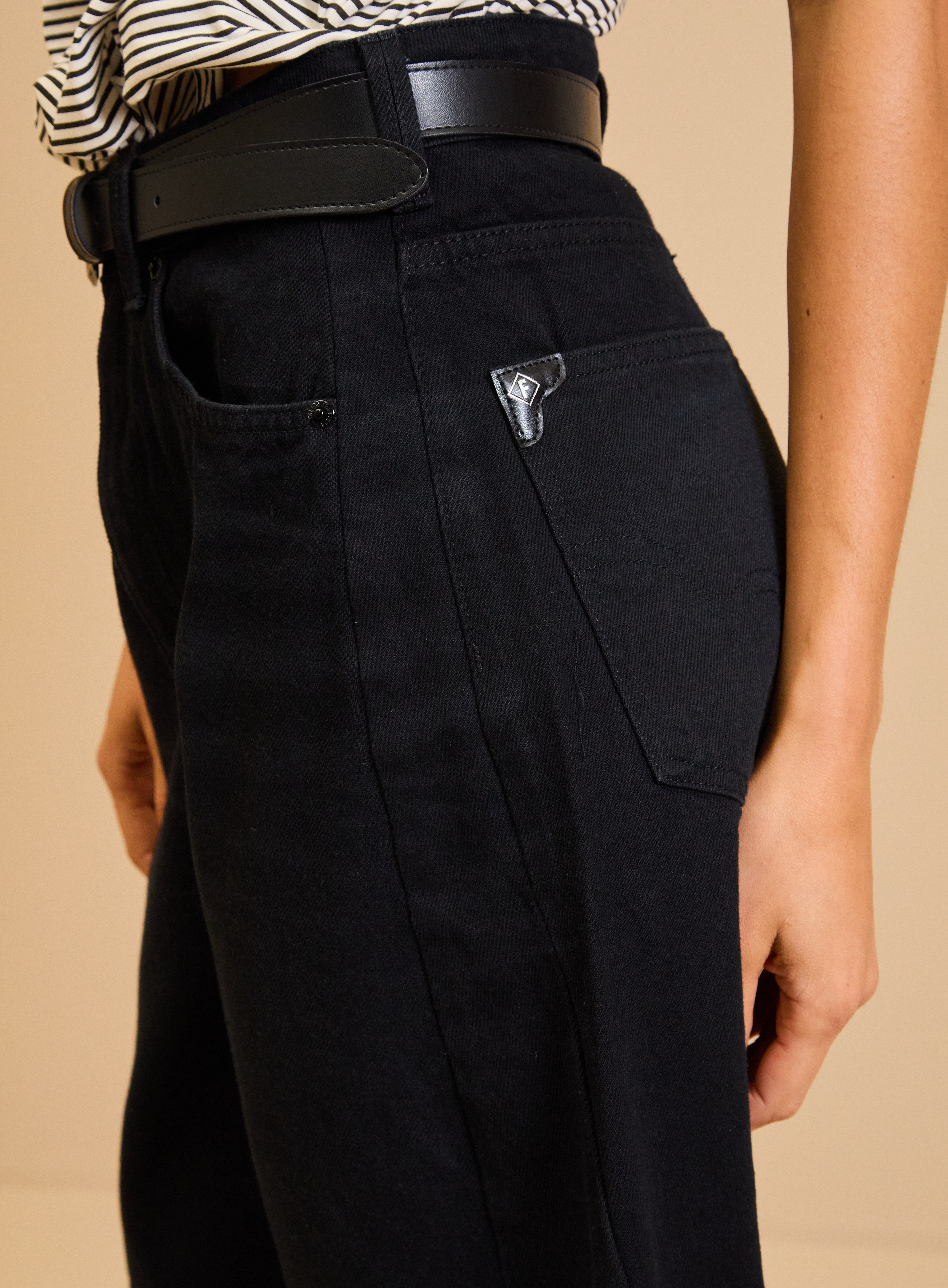 BERMUDA JEANS BAGGY JORT COM CINTO 34 IND.PRETO