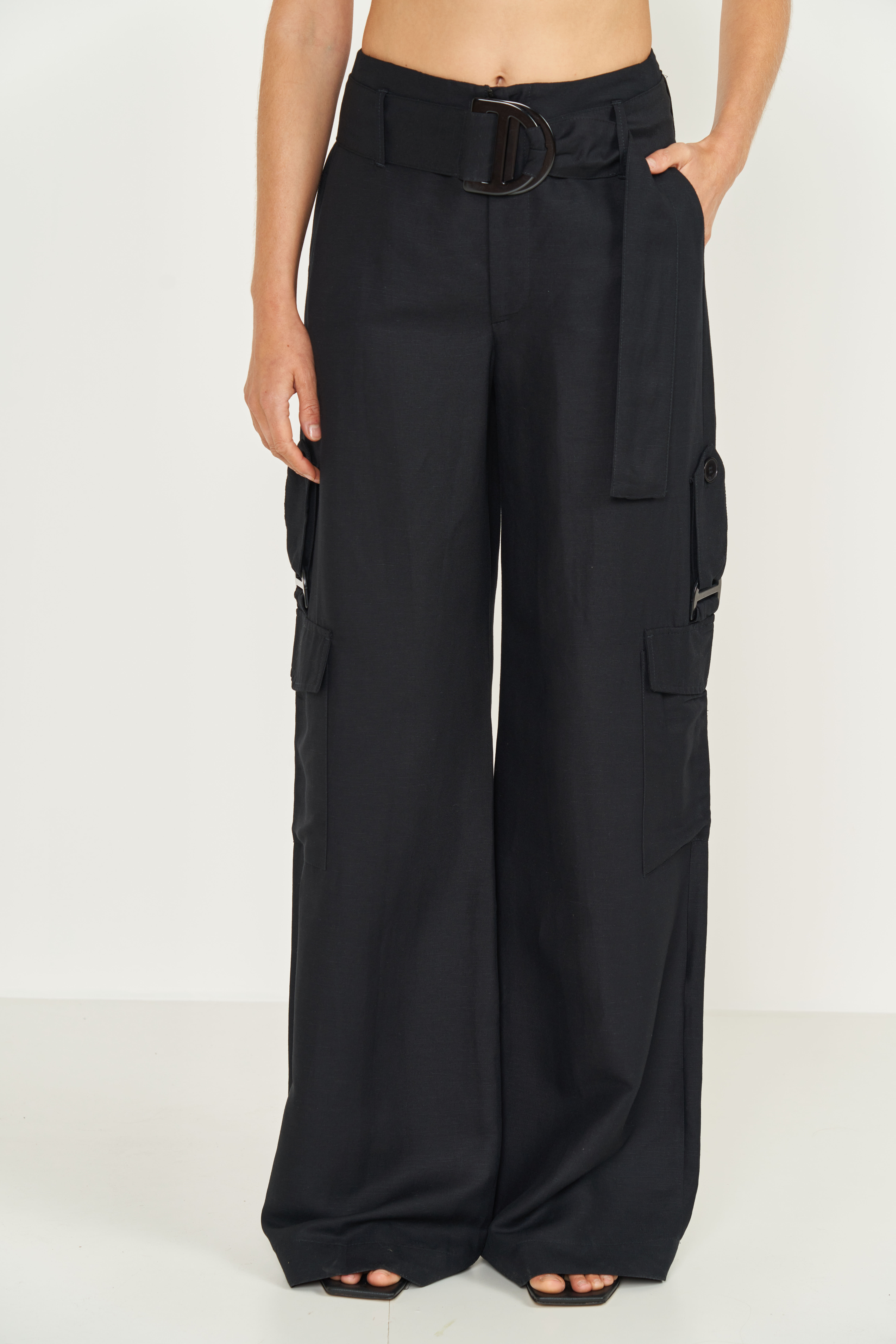 CALÇA LINHO COM CINTO M PRETO