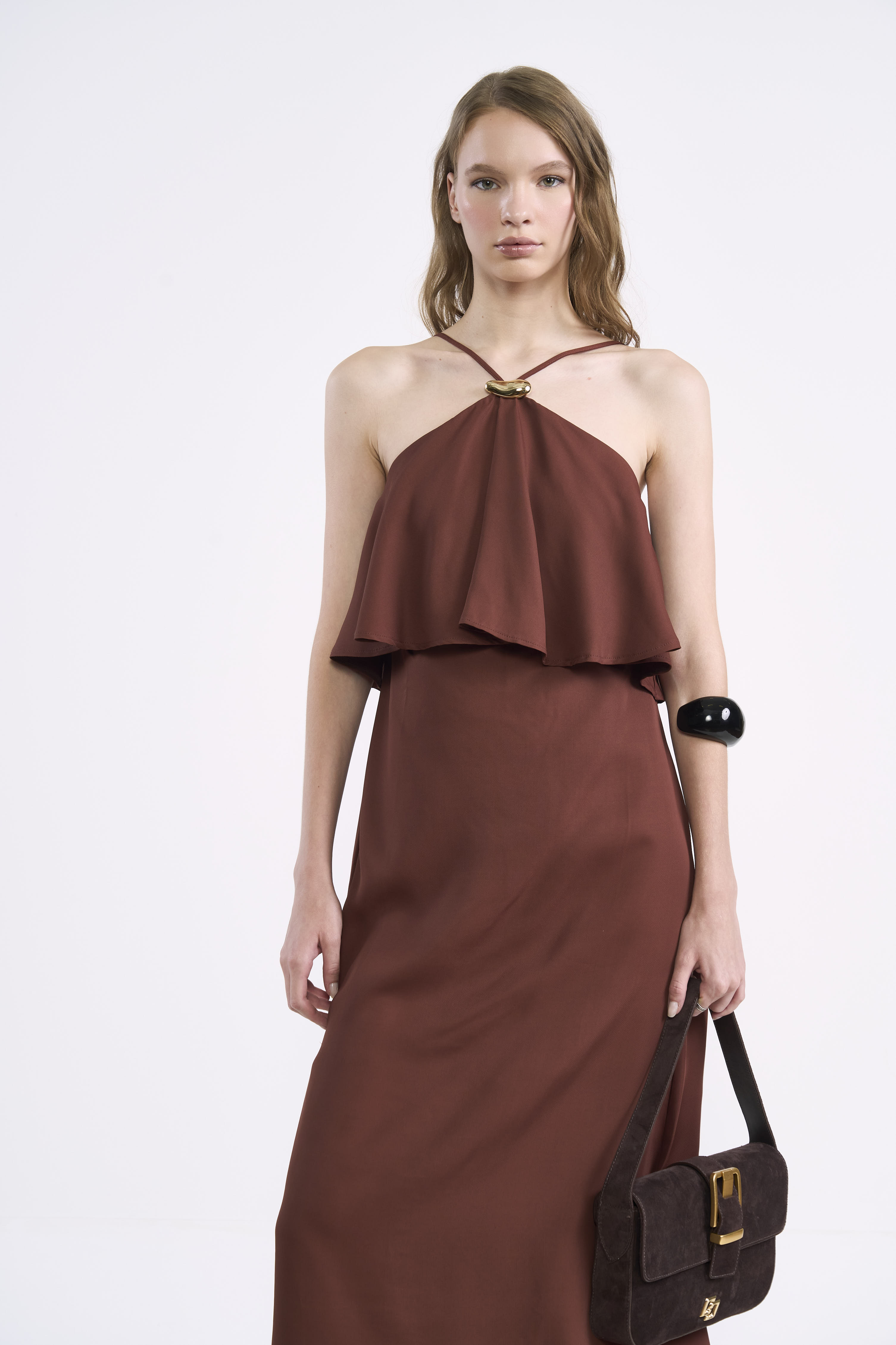 VESTIDO COLCCI PP MARROM BEATEN BROWN