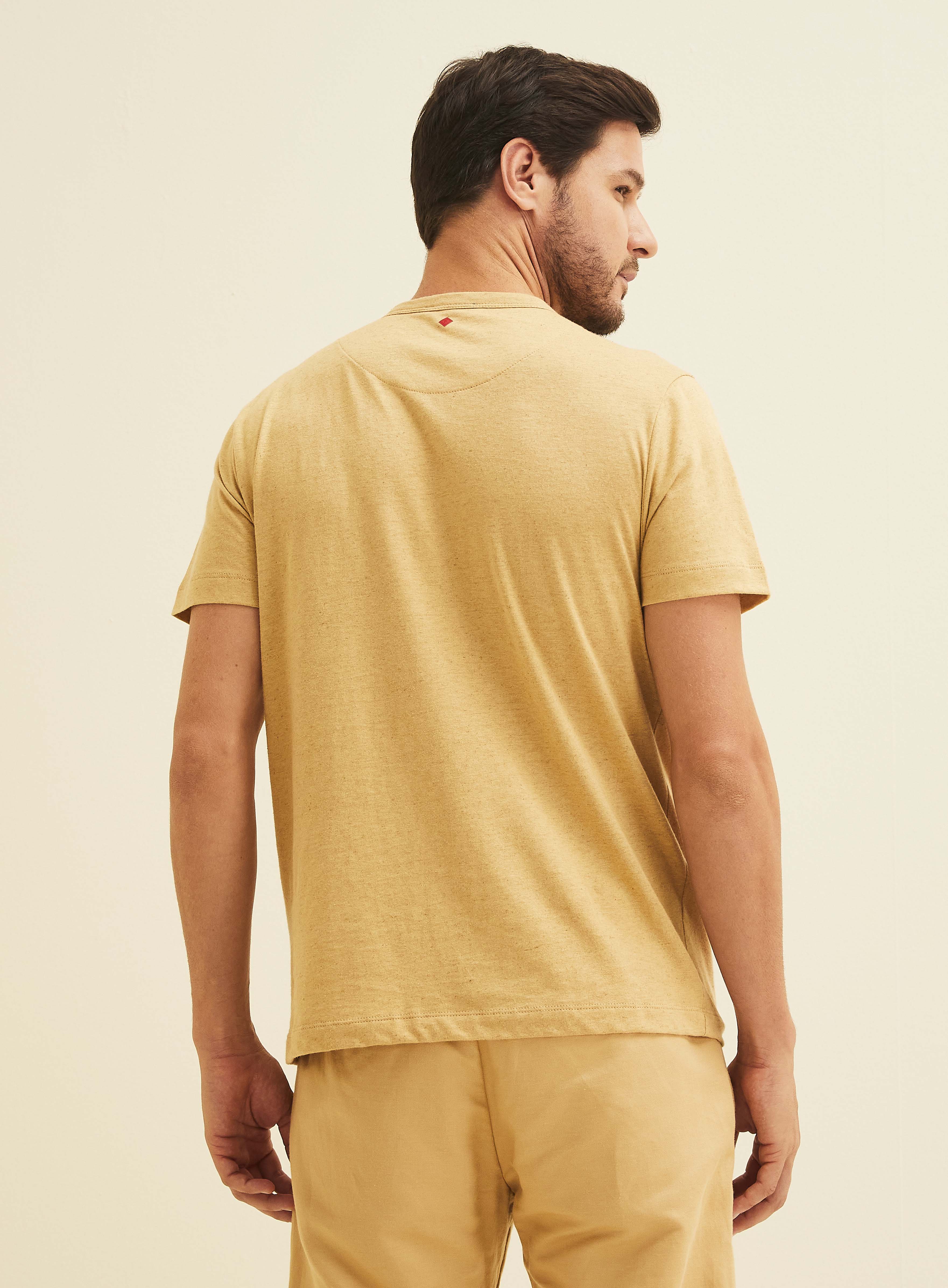 CAMISETA LINHO M BEGE/MARROM