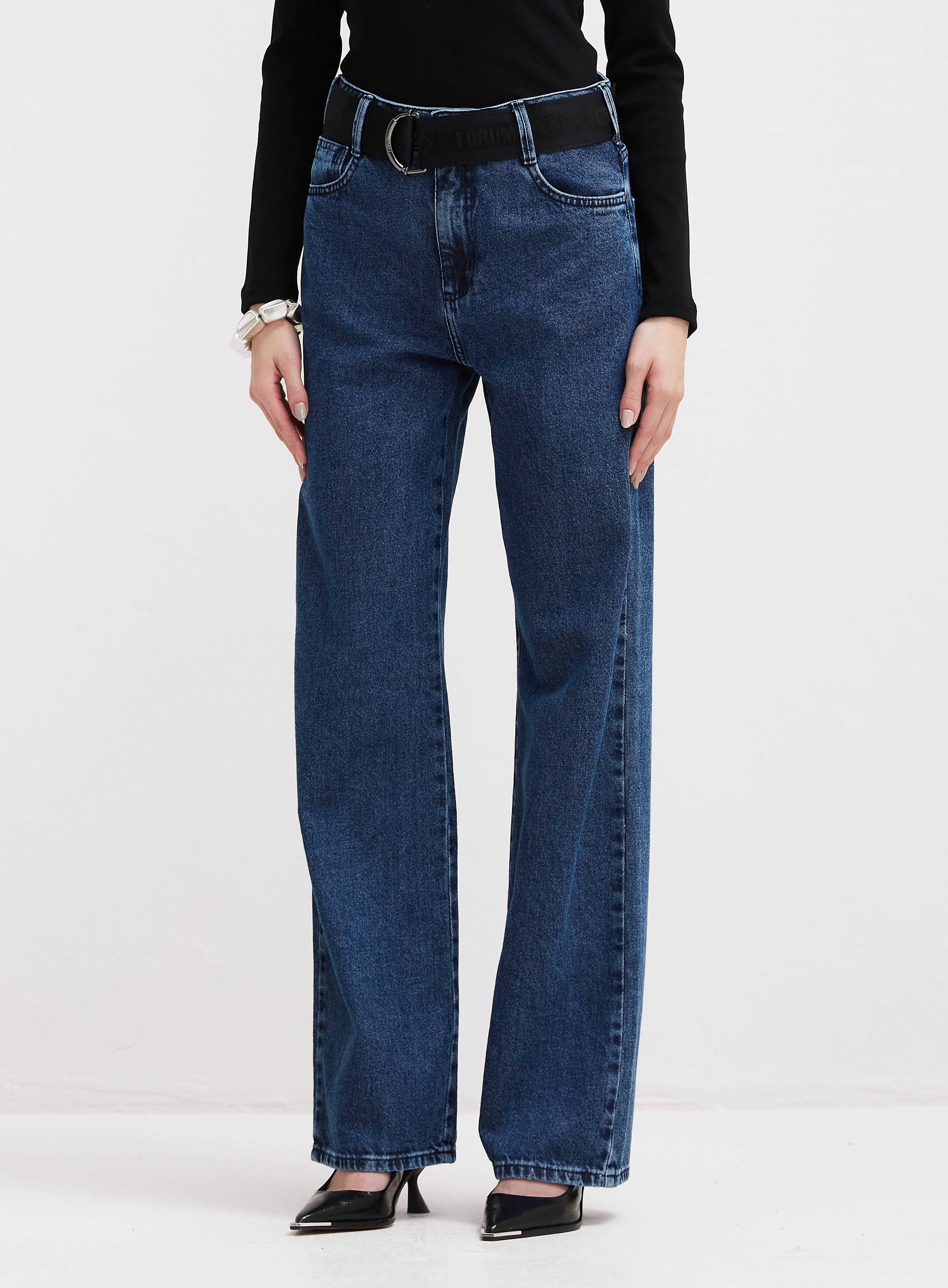 CALÇA JEANS RAQUEL WIDE LEG COM CINTO 40 INDIGO