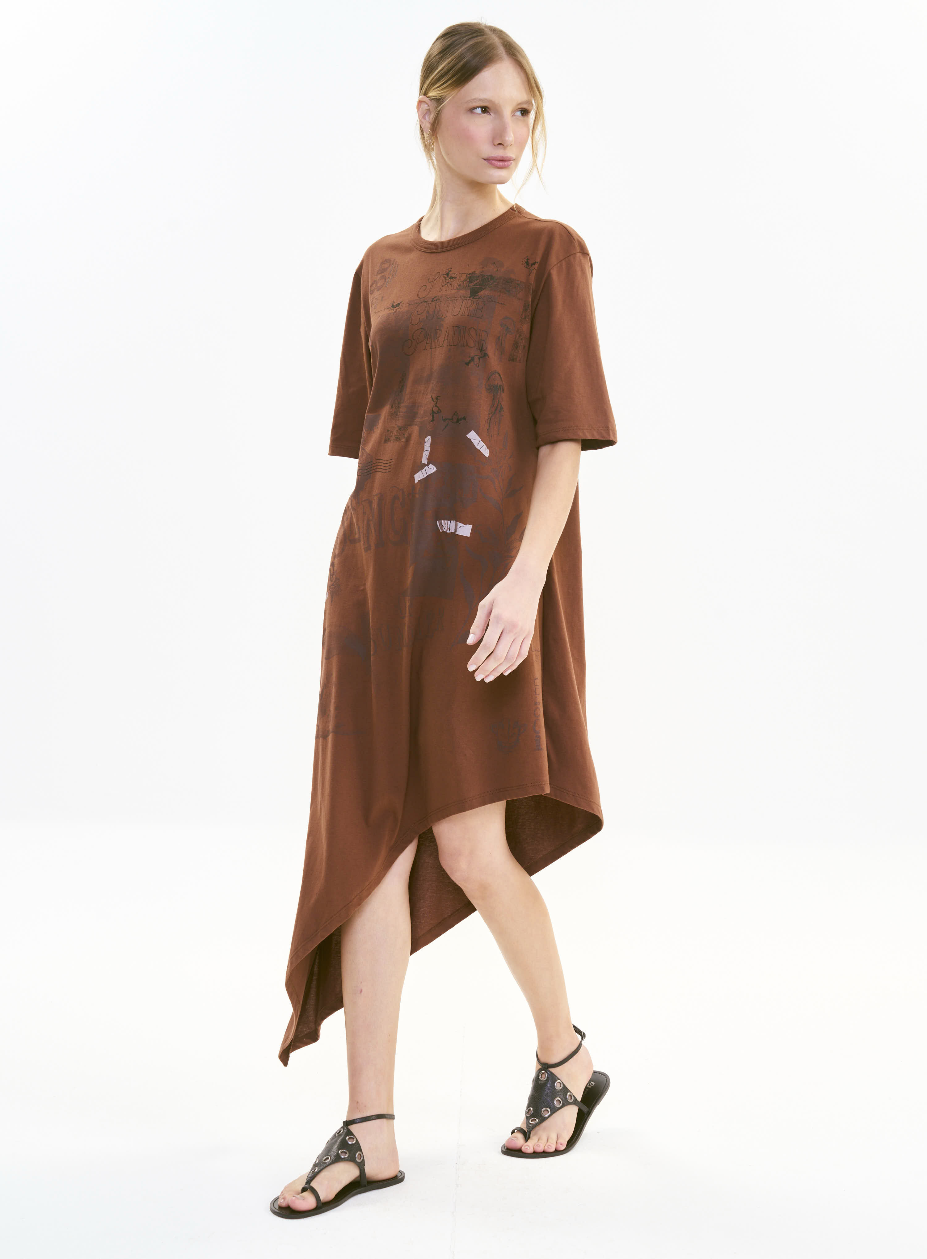 VESTIDO COLCCI G MARROM TIRAMISU