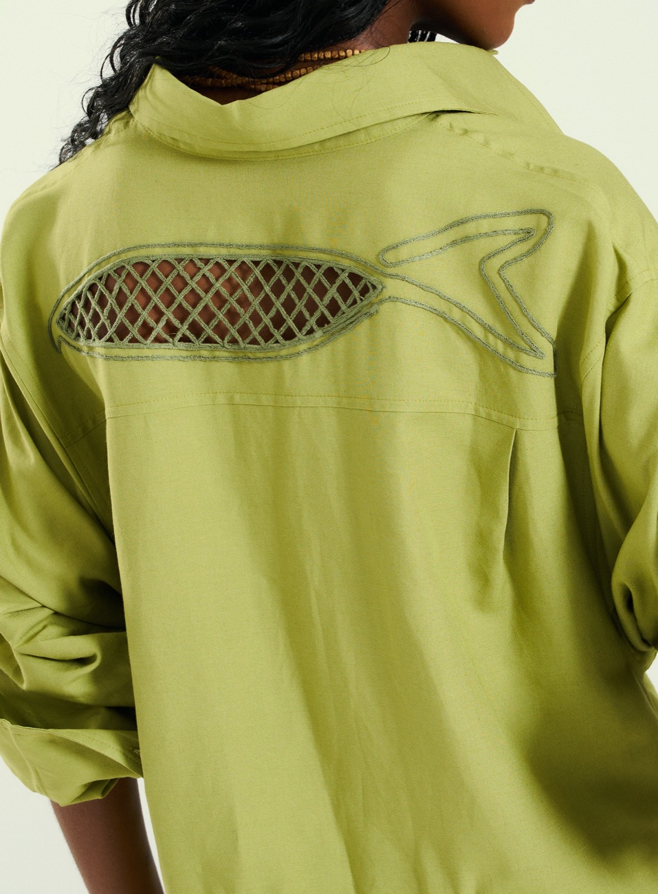 CHEMISIER LINHO BORDADO GG VERDE LEMON GRA
