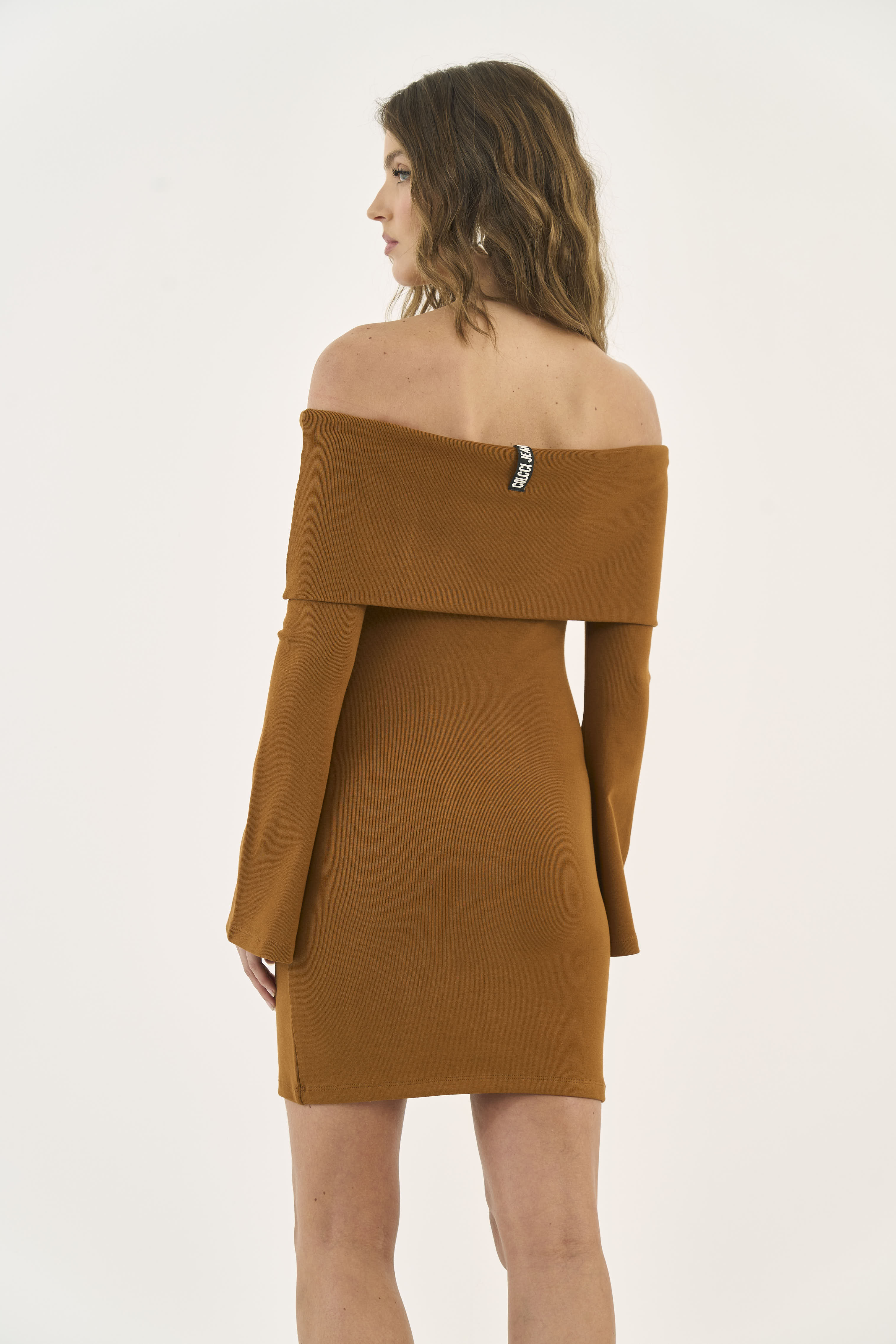 VESTIDO CANELADO G MARROM DROME