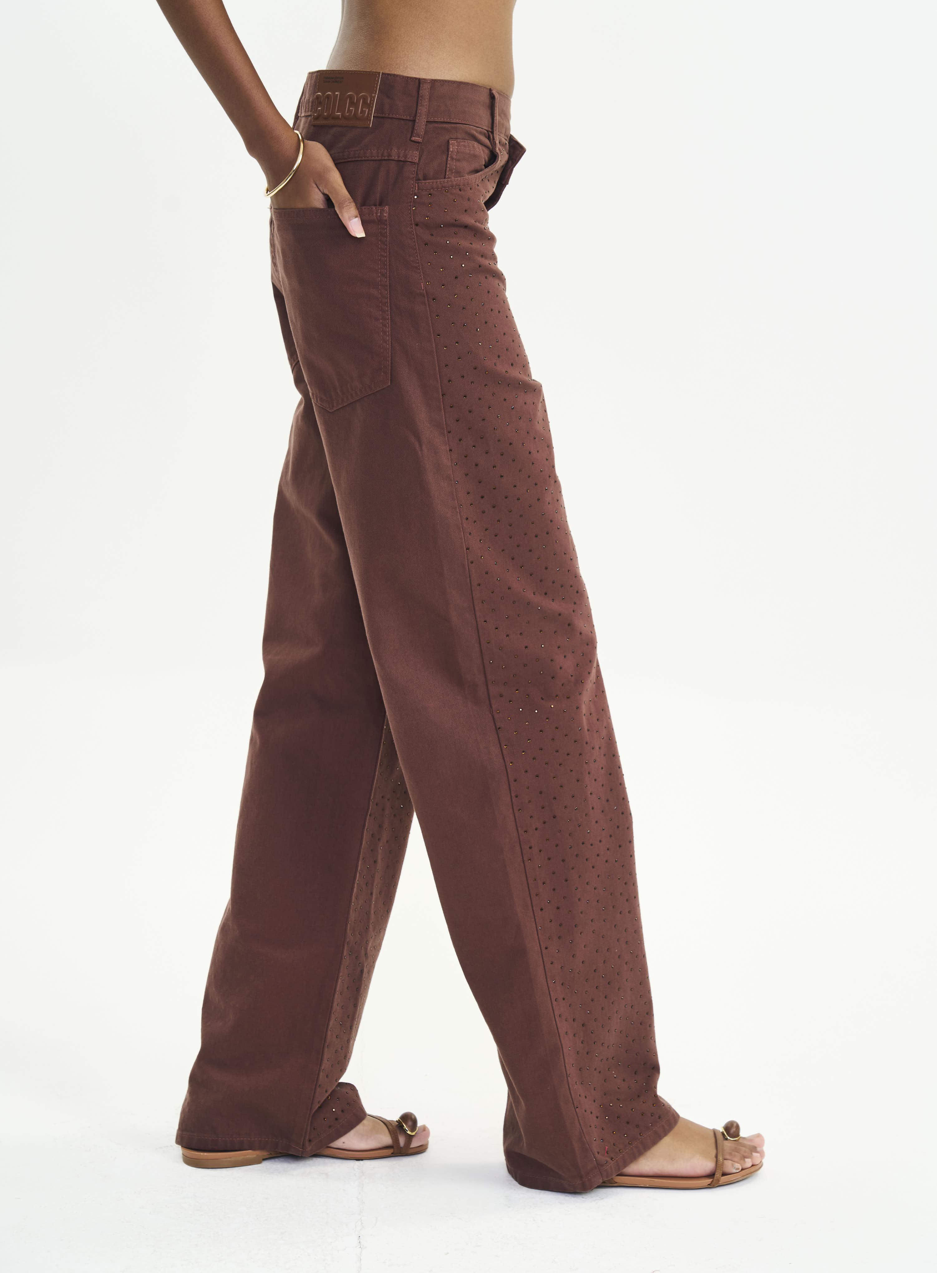 CALÇA SARJA BRUNA LOW 38 MARROM TIRAMISU