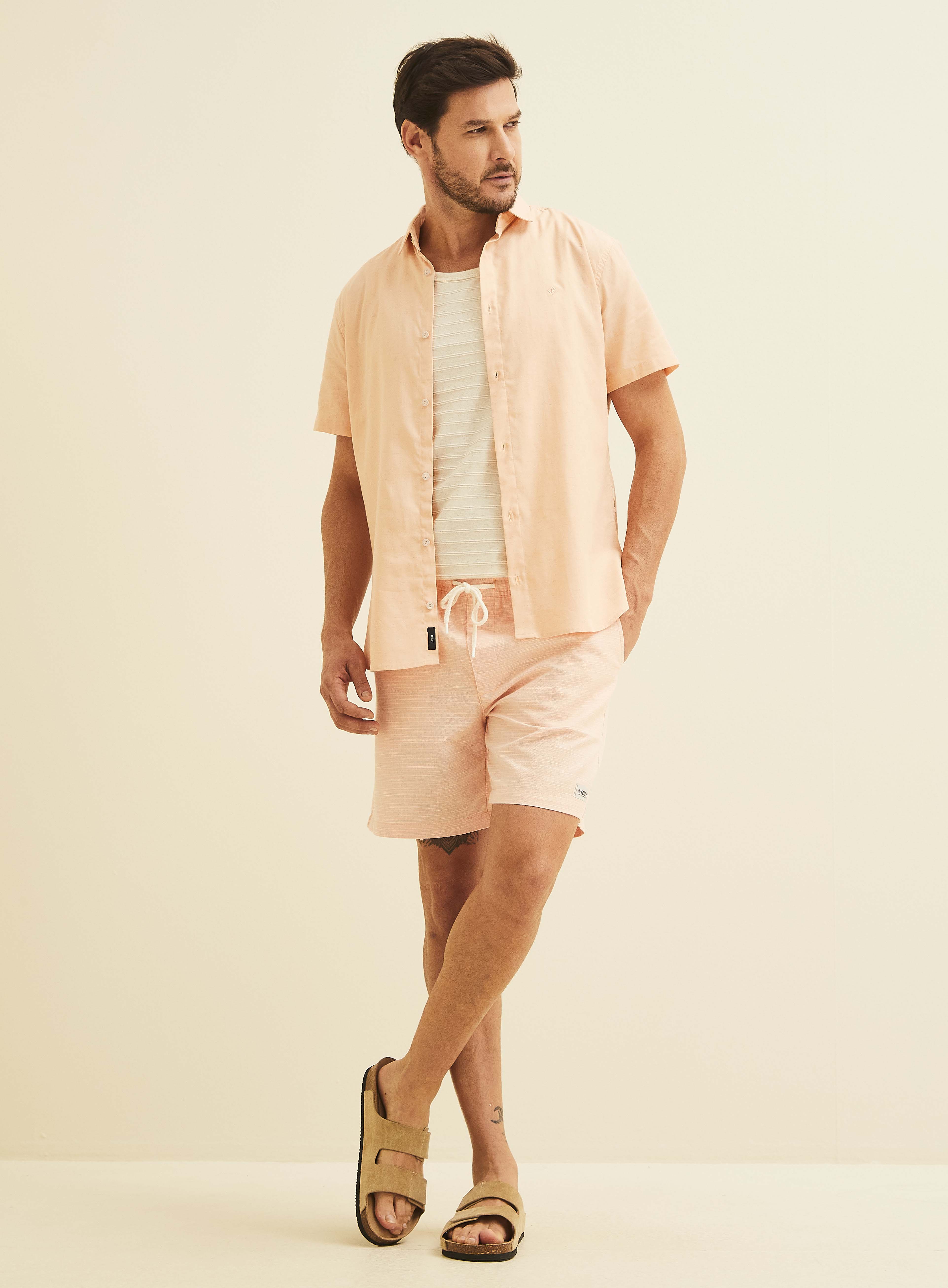 CAMISA LINHO ST BARTHS GG ROSA CANDY PEACH