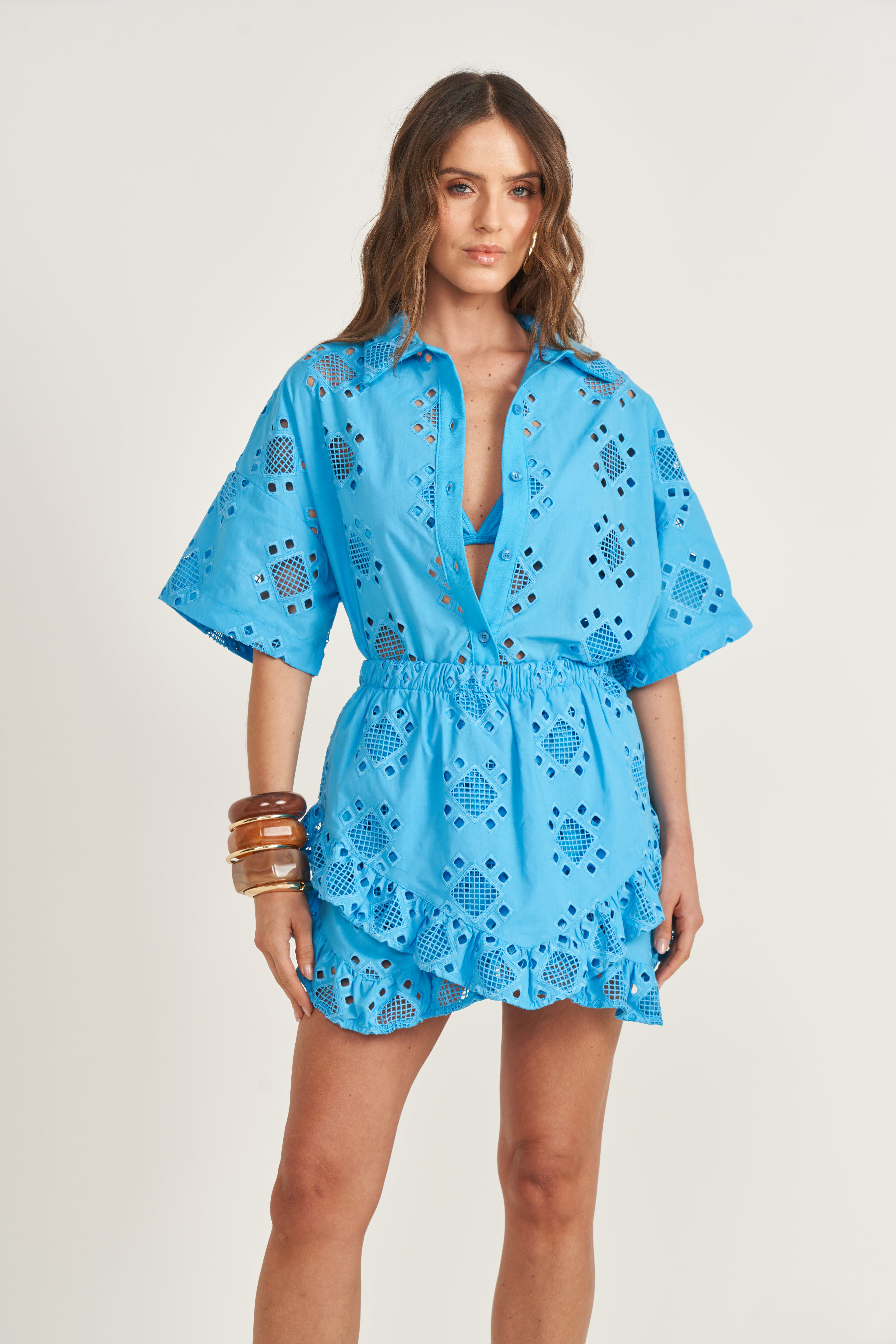 CAMISA BORDADA M AZUL CUTE