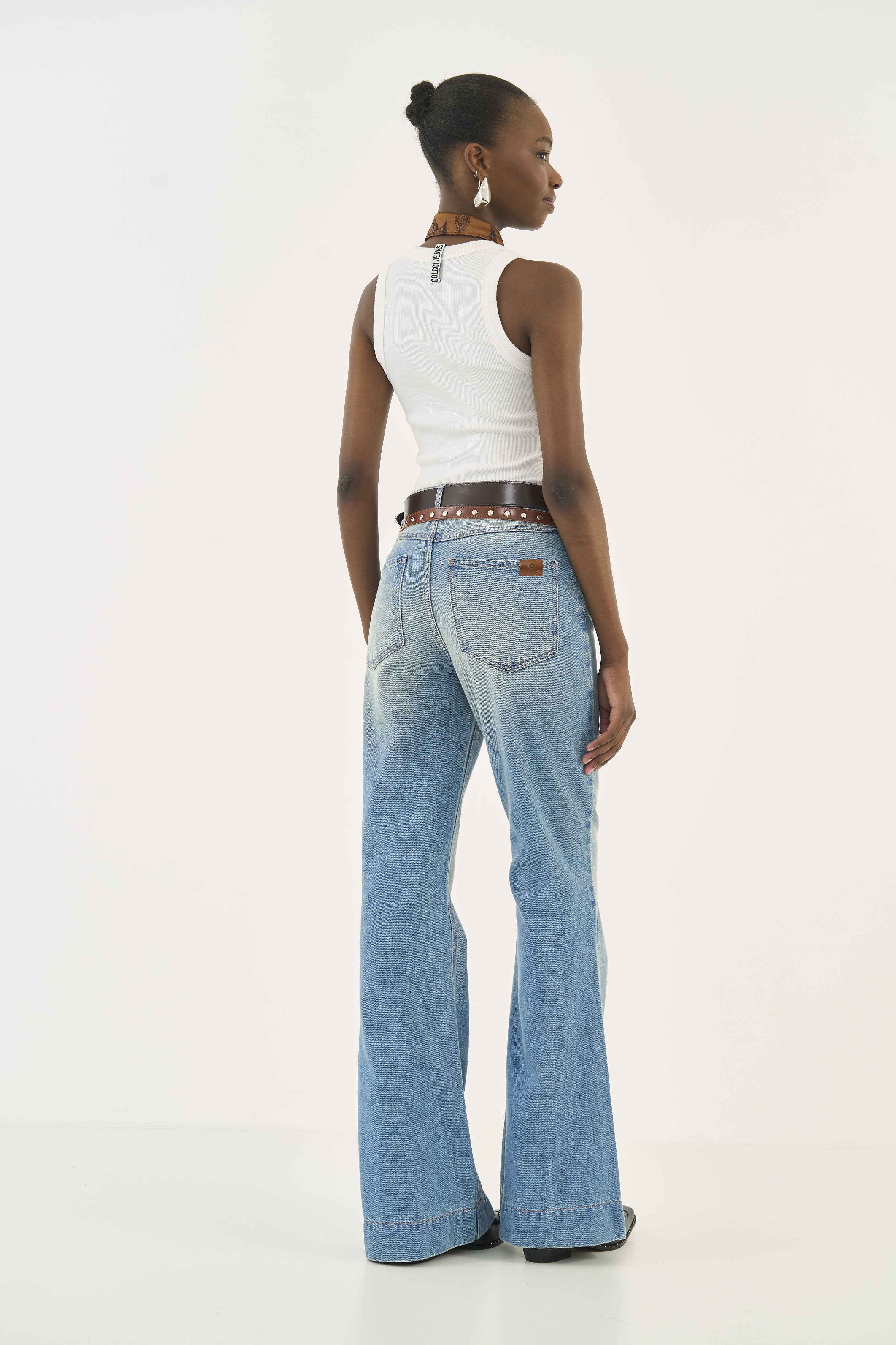 CALÇA JEANS ROMA FLARE COM CINTOS 42 INDIGO