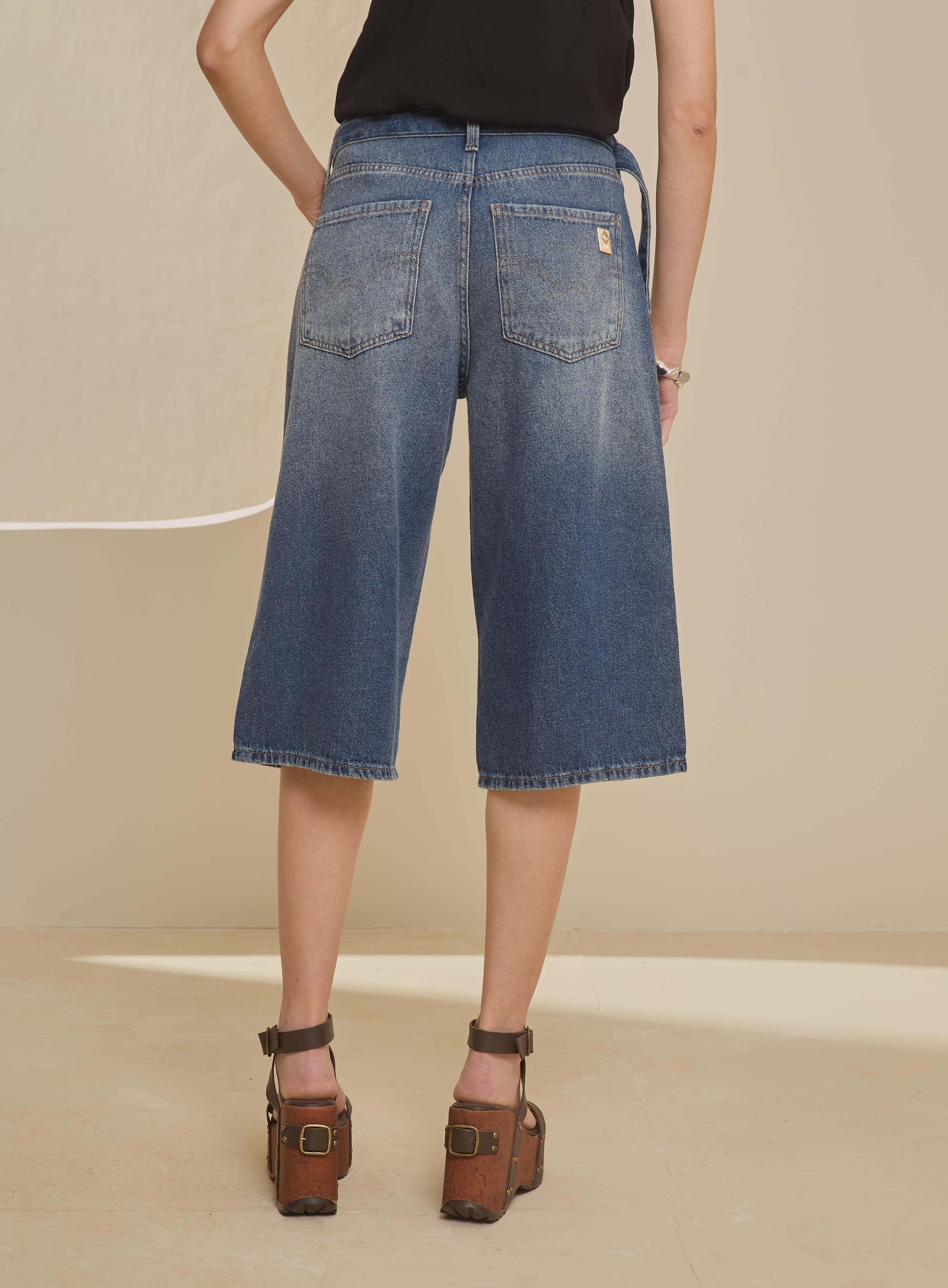 BERMUDA JEANS LONGA 38 INDIGO