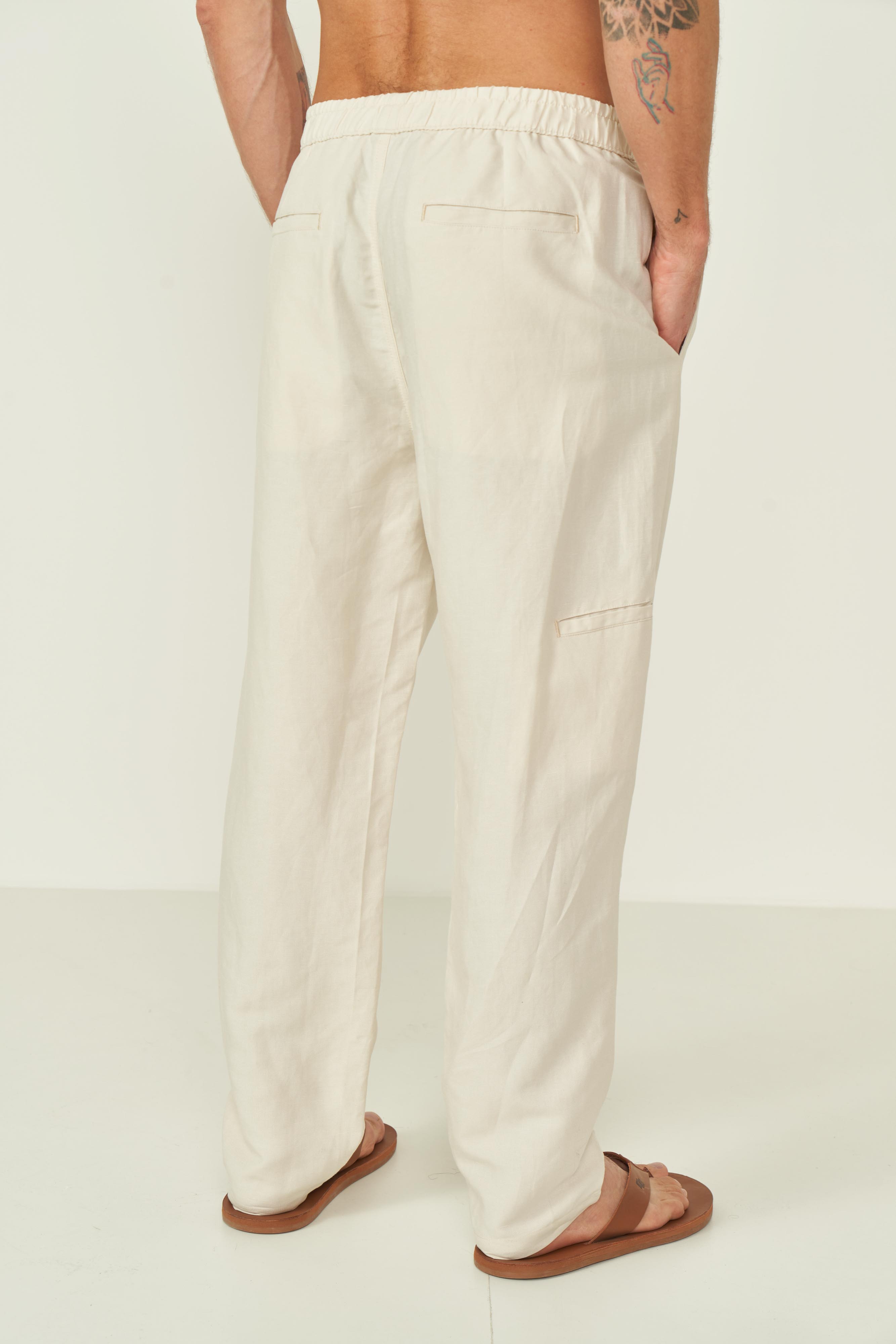 CALÇA LINHO G BEGE TAUPE