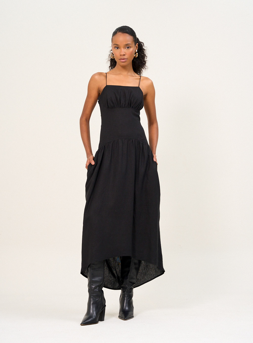 VESTIDO LINHO M PRETO