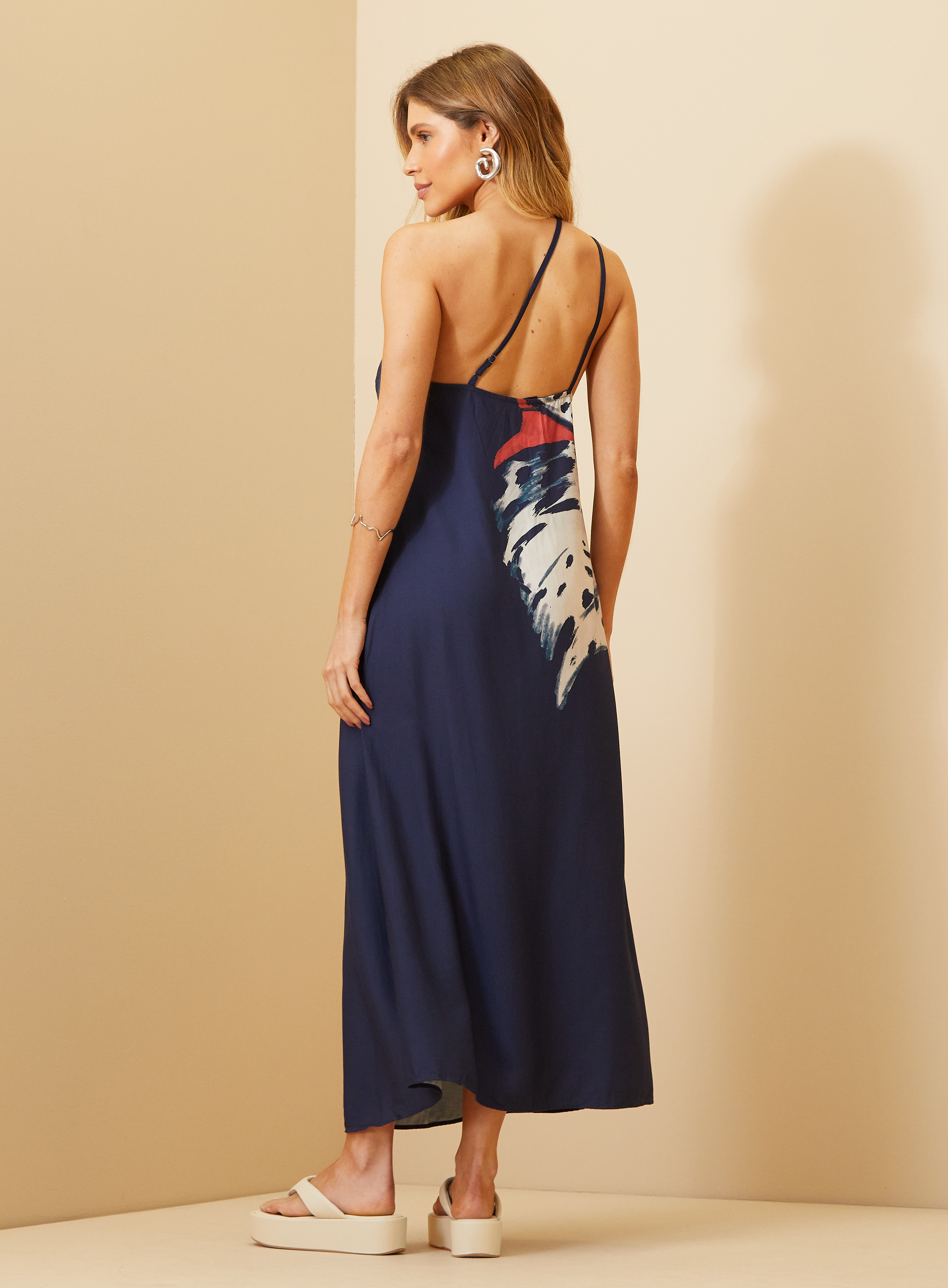 VESTIDO ESTAMPADO P FLOR LARANJA