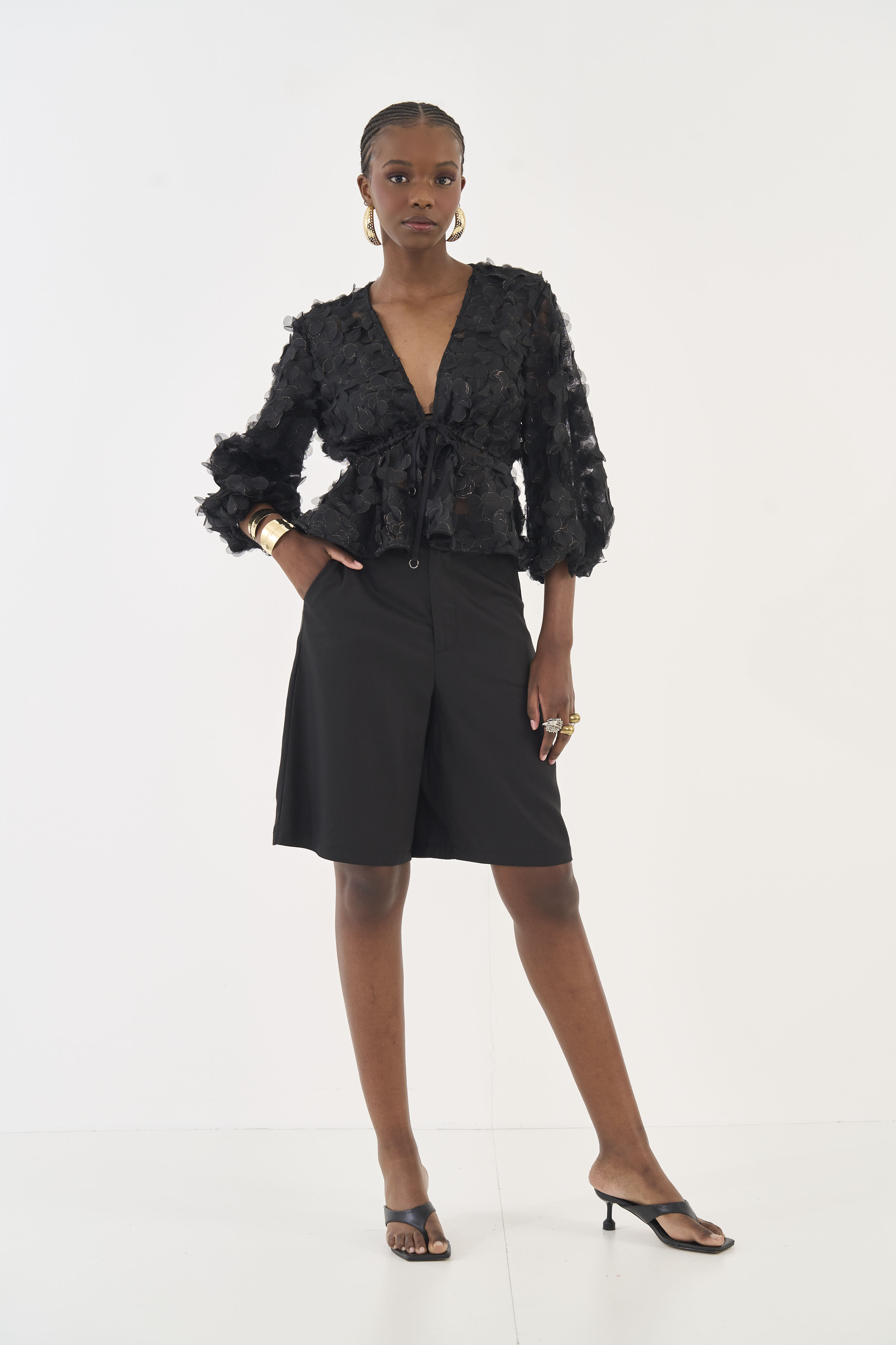 BLUSA TULE P PRETO/DOURADO