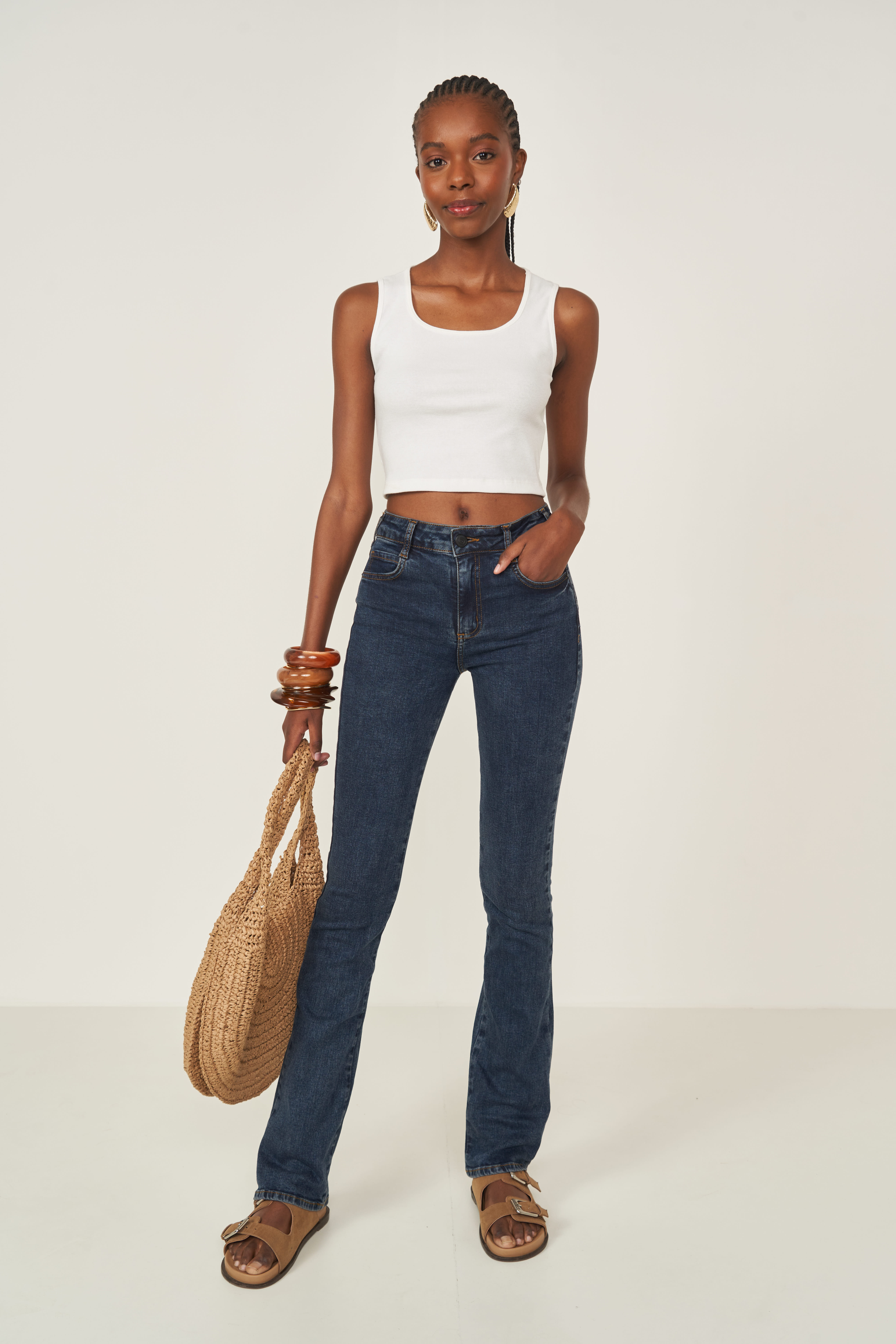 CALÇA JEANS BIA RETA 44 INDIGO