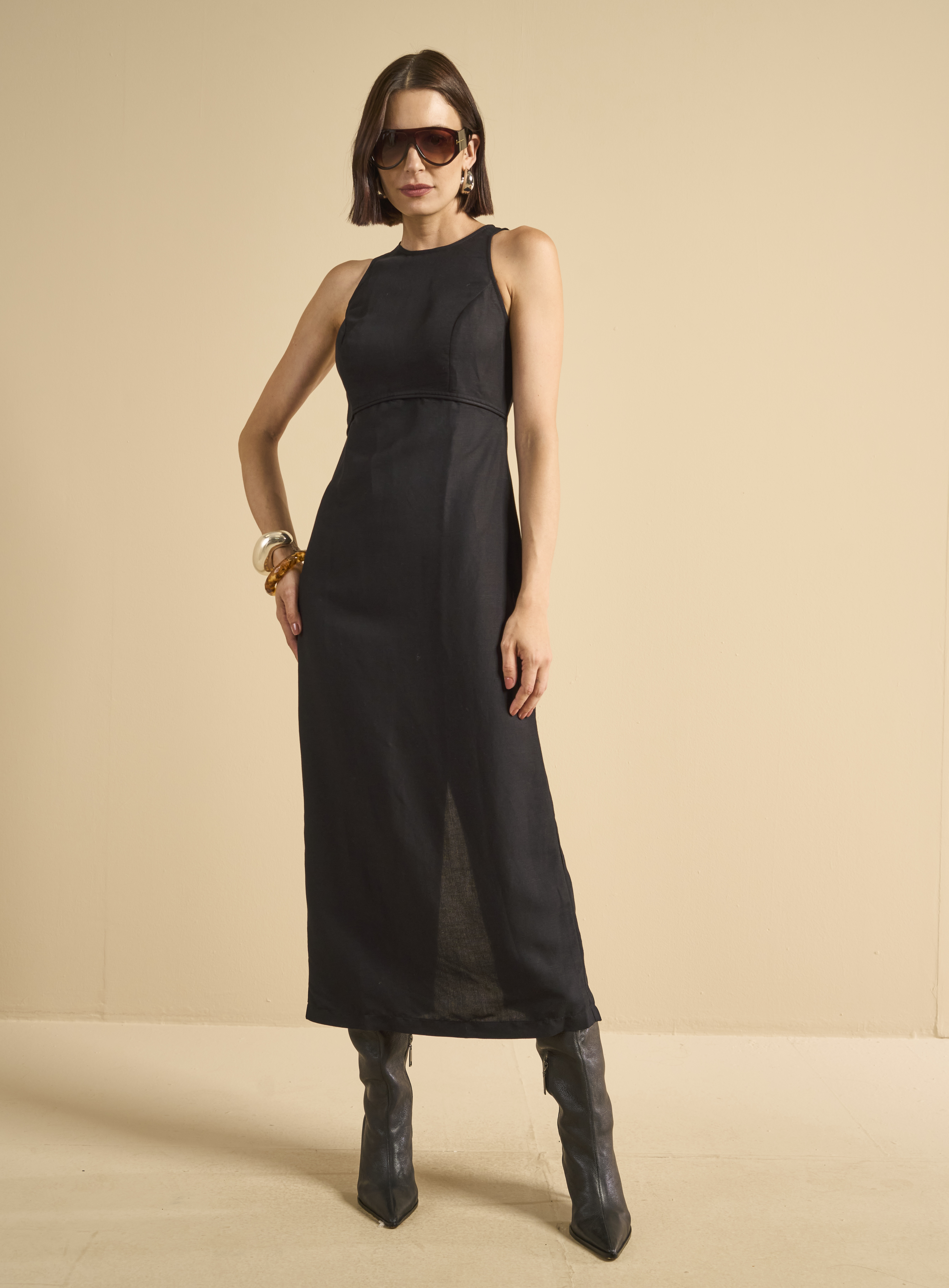 VESTIDO LINHO P PRETO