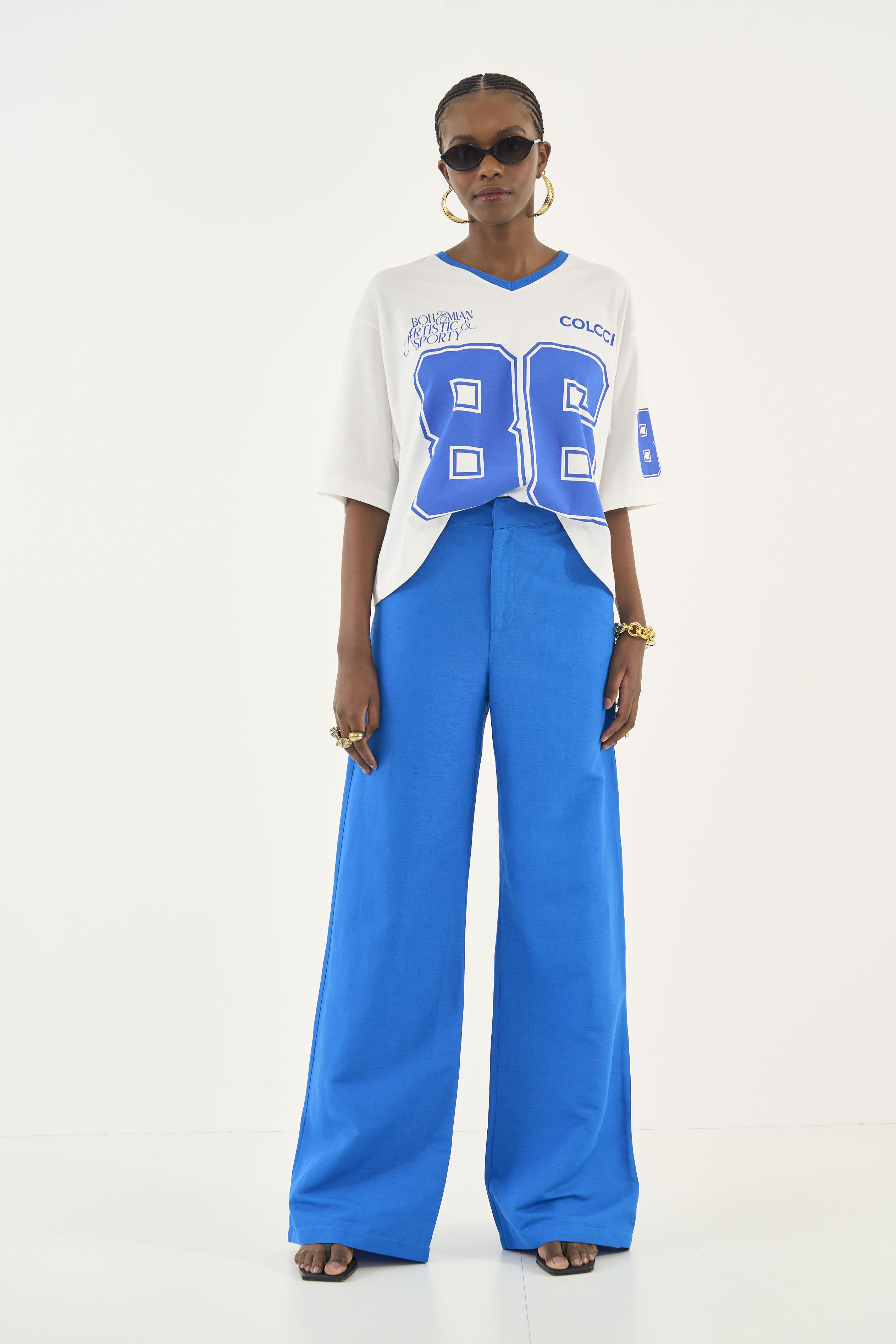 CALÇA LINHO M AZUL BOUCHER