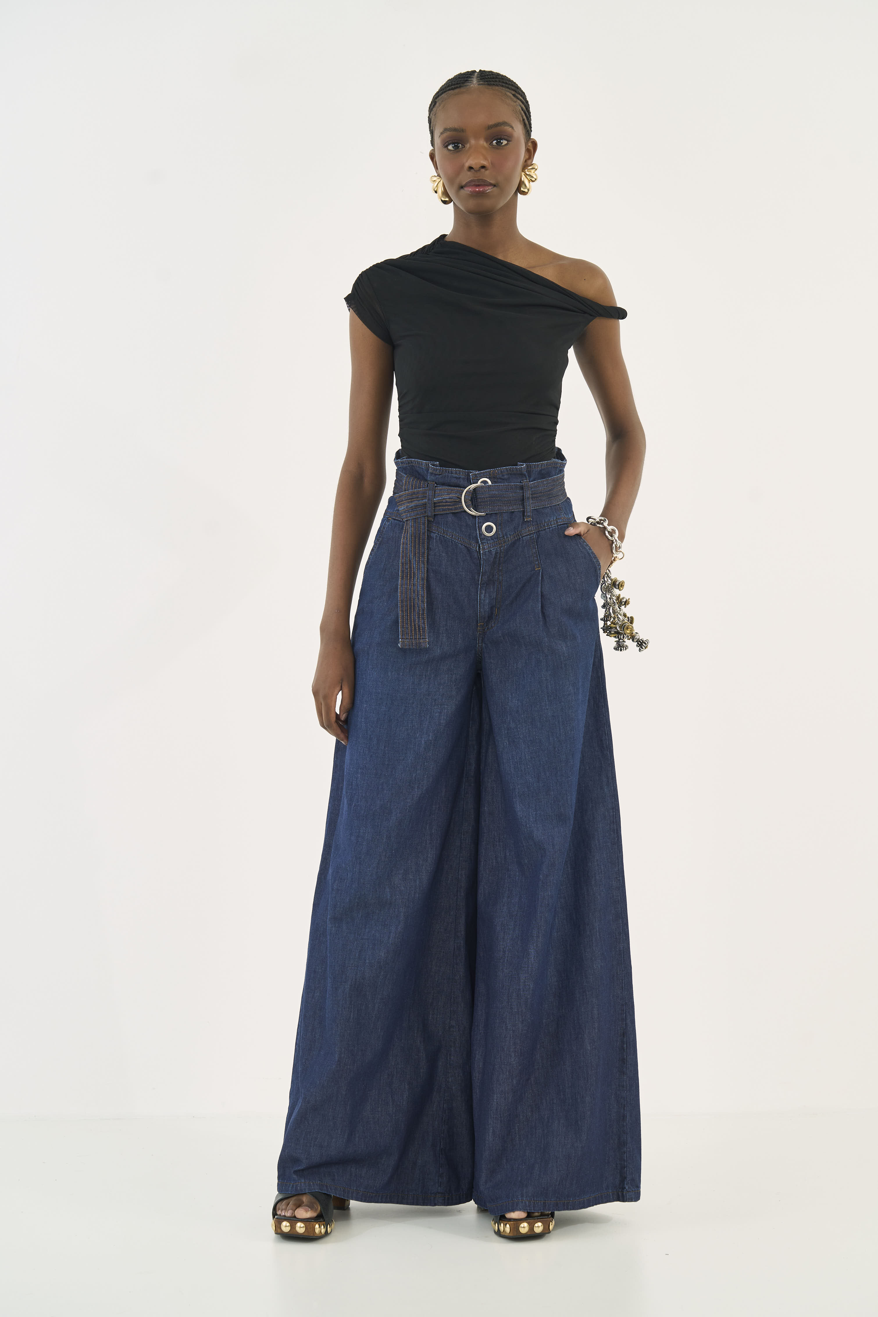 CALÇA JEANS SILVIA COM CINTO 38 INDIGO
