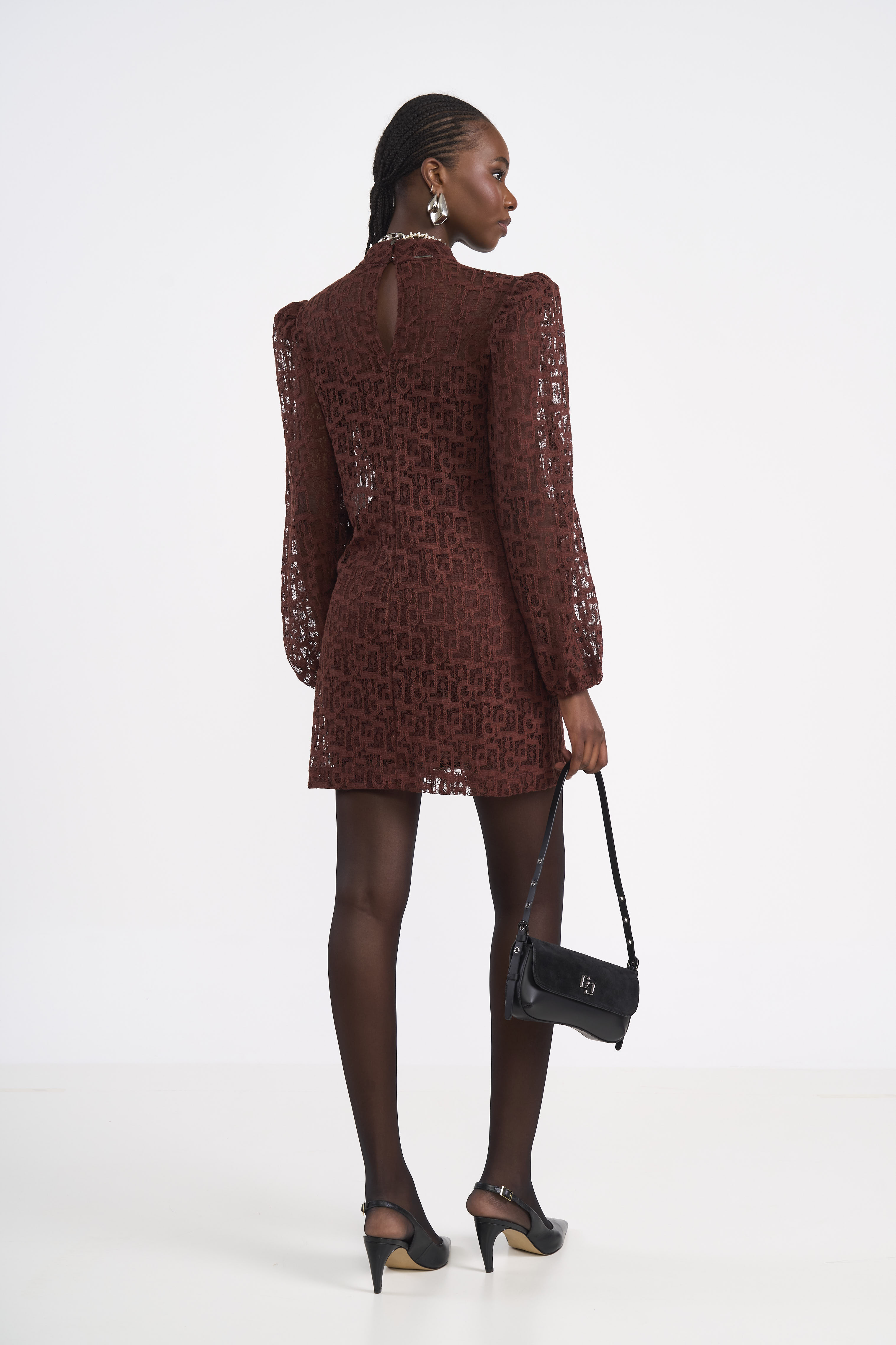 VESTIDO RENDA P MARROM BEATEN BROWN