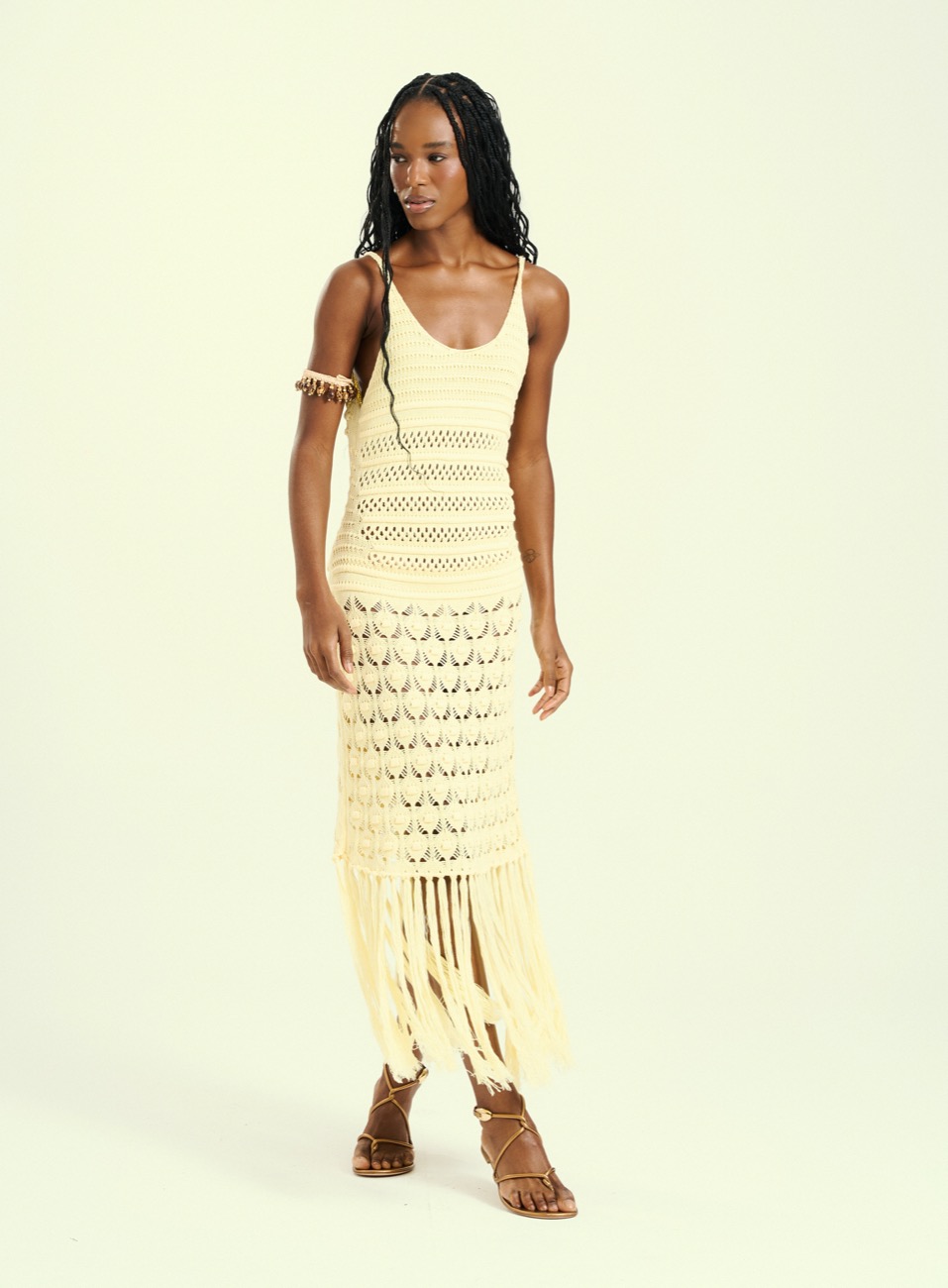 VESTIDO TRICÔ G BEGE GOLDEN WHE
