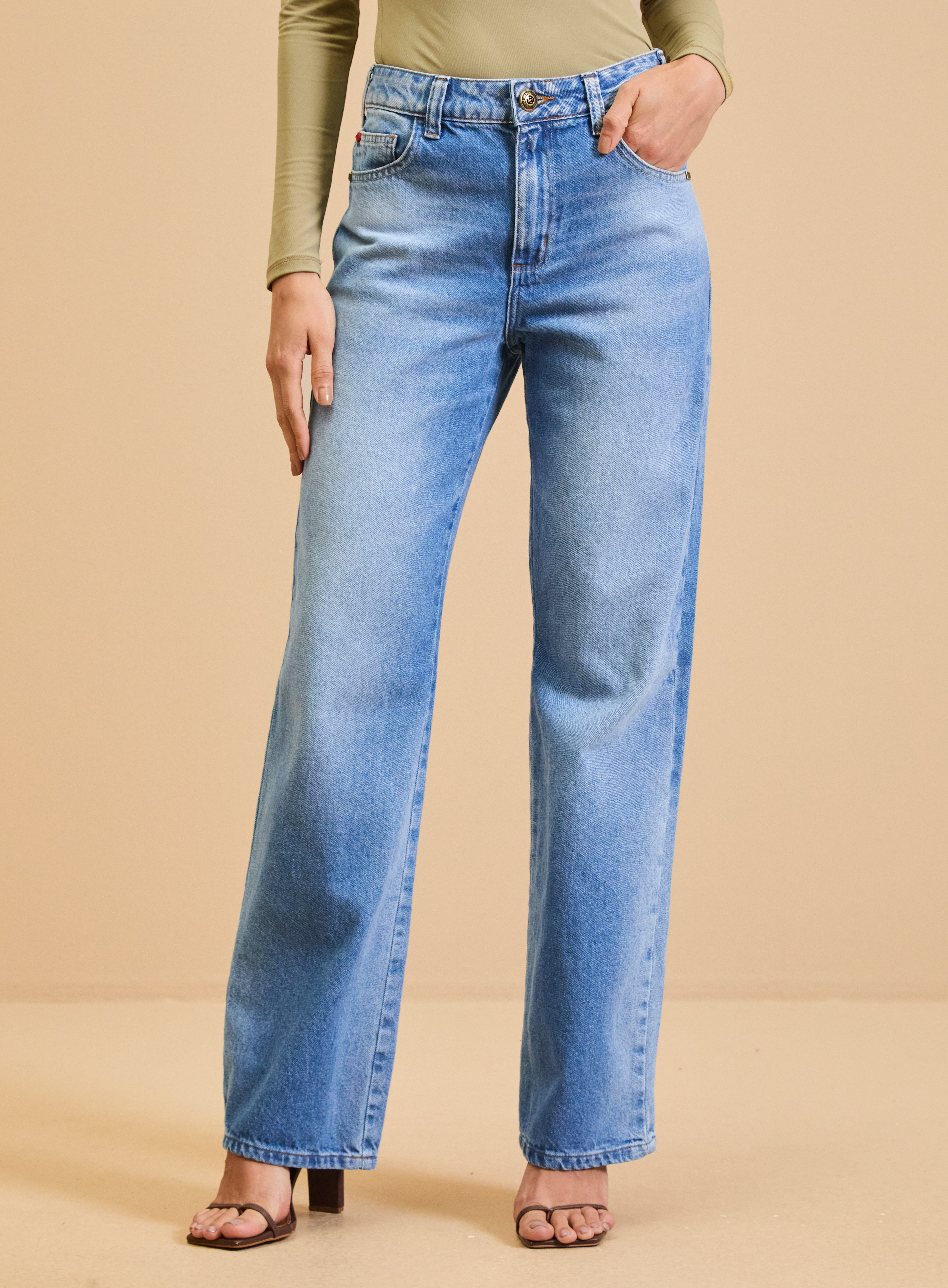 CALÇA JEANS RAQUEL WIDE LEG 38 INDIGO
