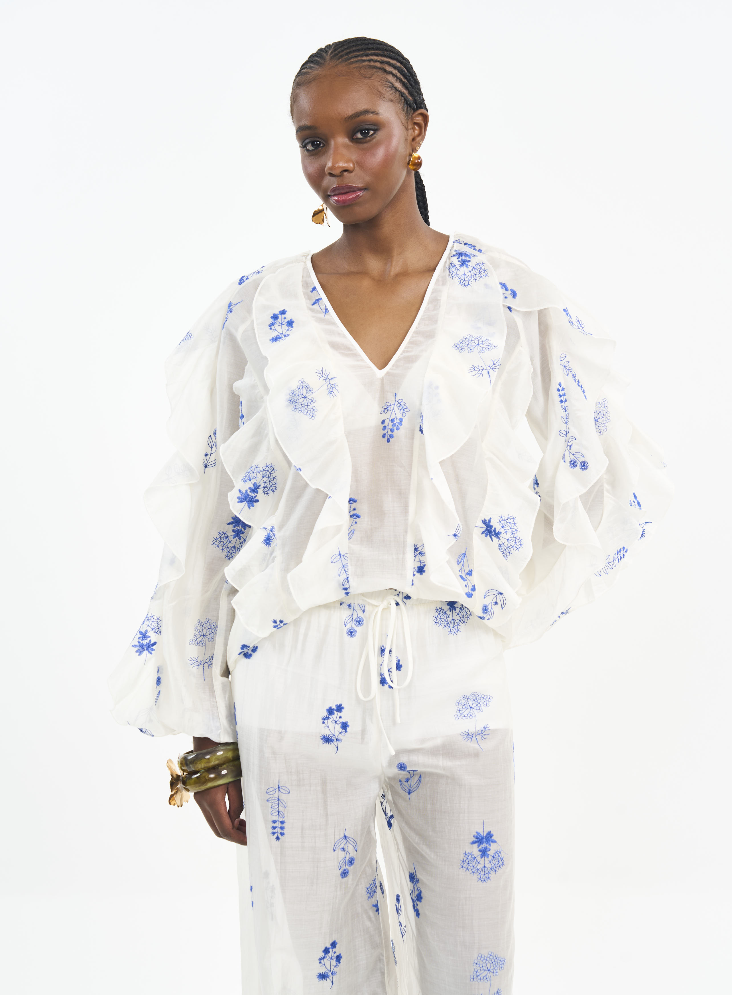 BLUSA BORDADA G OFF/AZUL