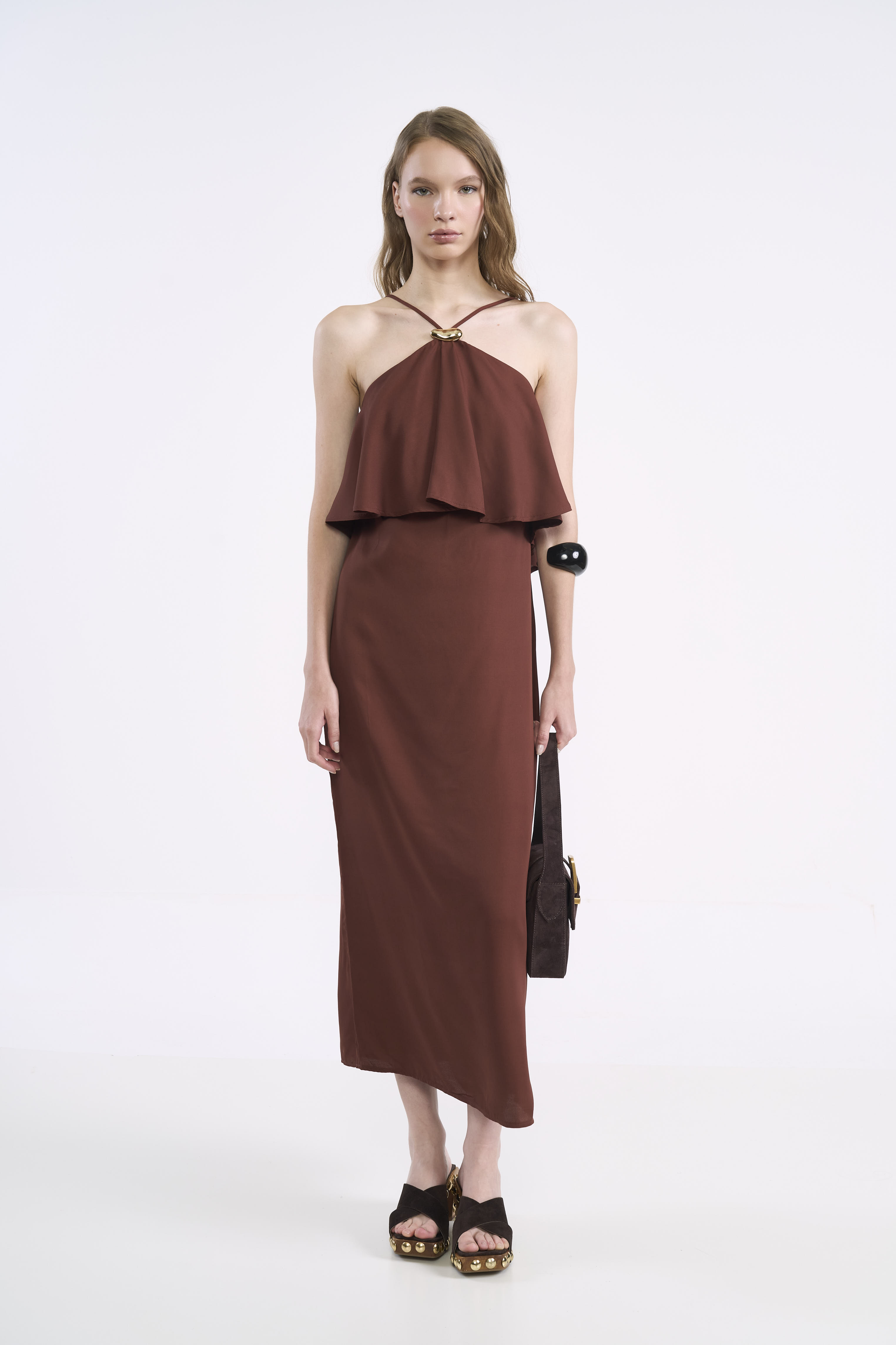 VESTIDO COLCCI PP MARROM BEATEN BROWN