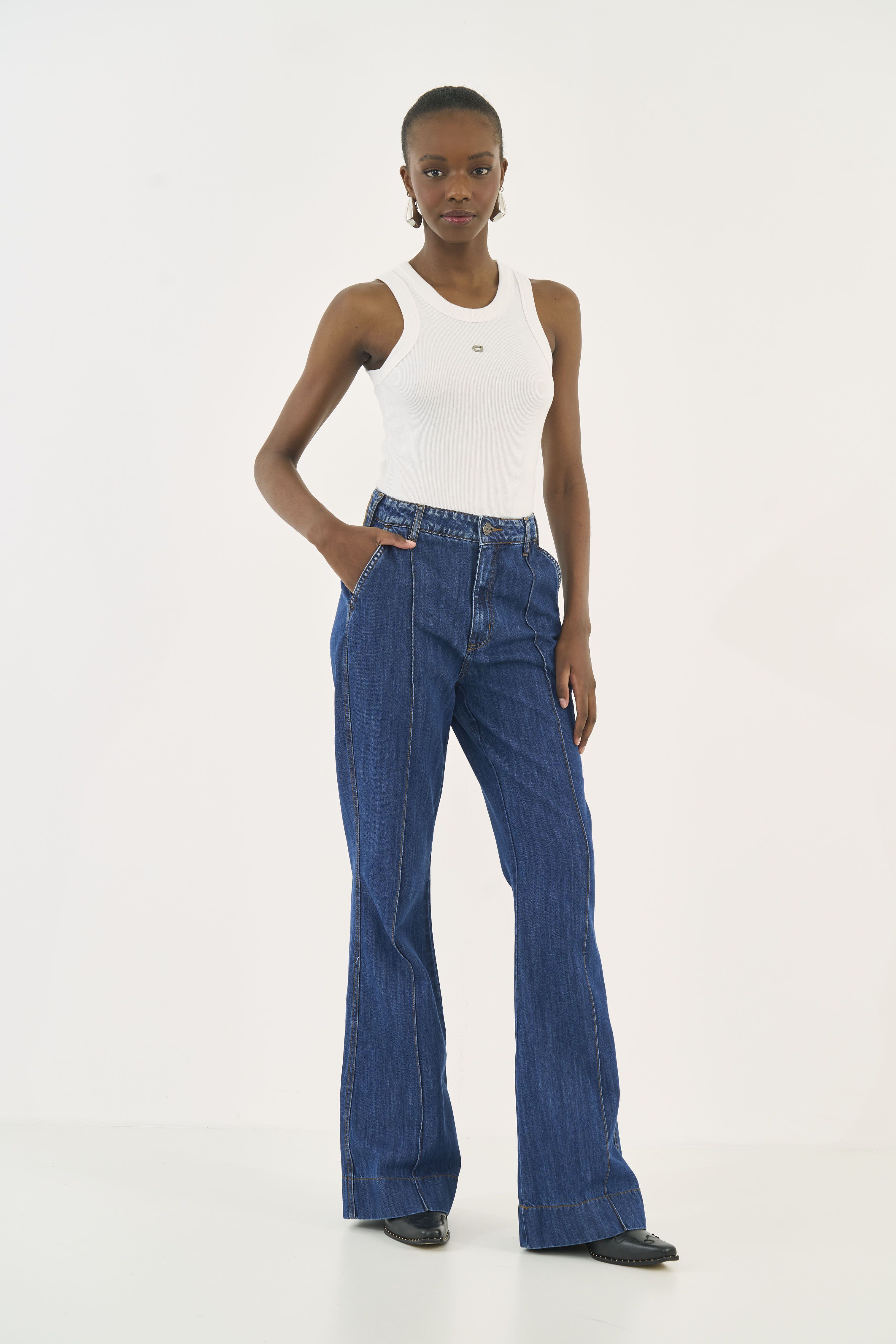CALÇA JEANS ROMA FLARE 34 INDIGO
