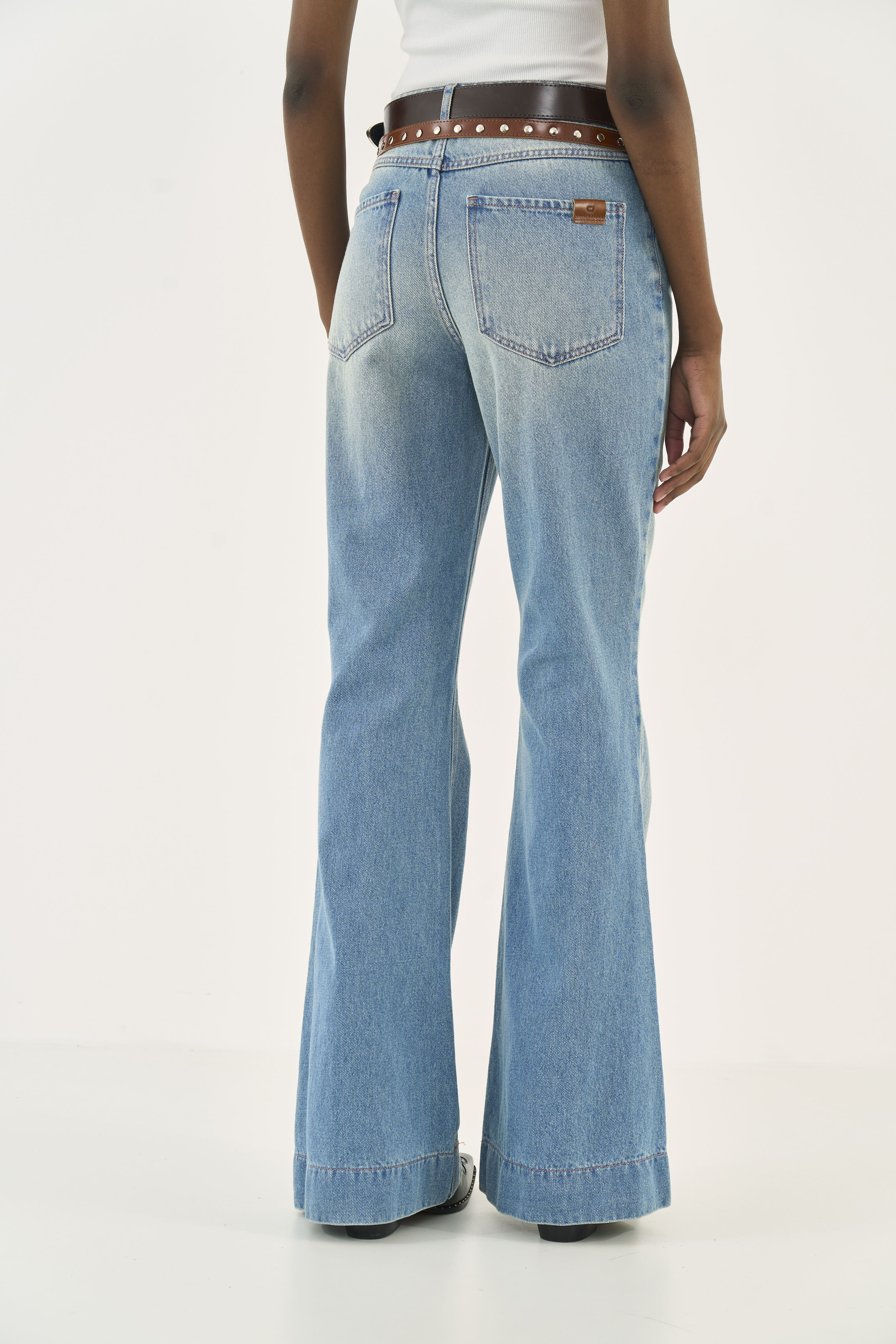 CALÇA JEANS ROMA FLARE COM CINTOS 42 INDIGO