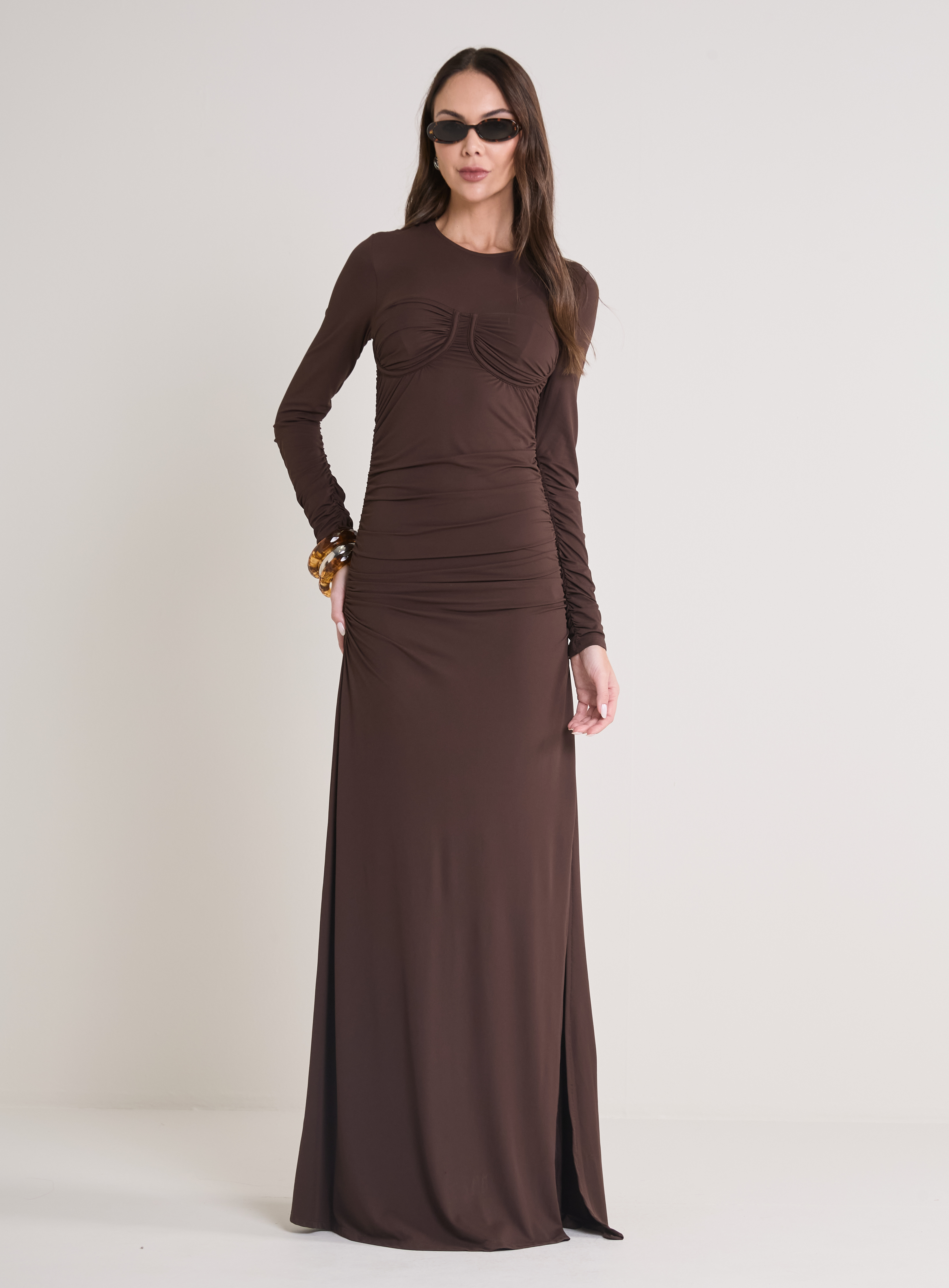 VESTIDO FORUM M MARROM NOBUCK