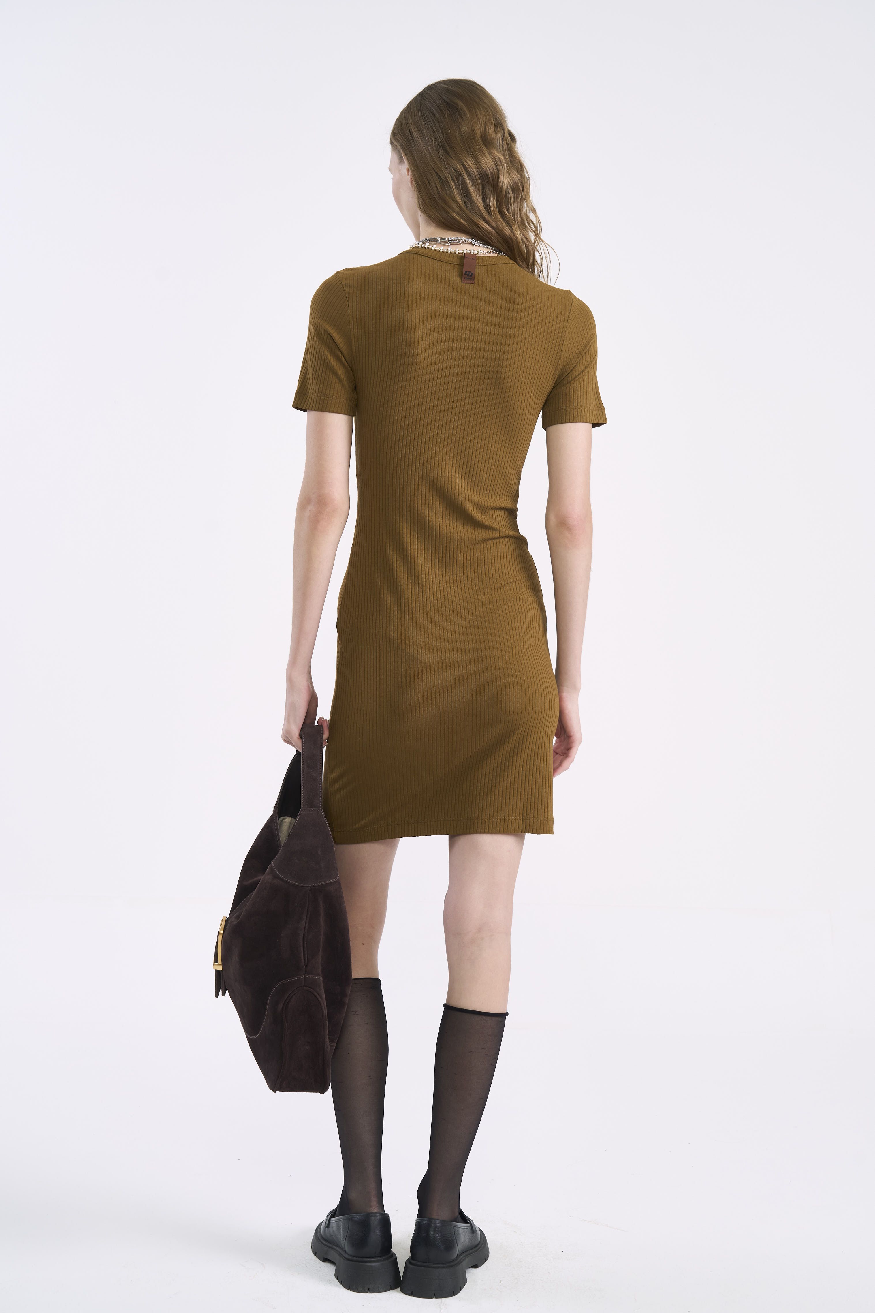 VESTIDO CANELADO G MARROM CUMARU