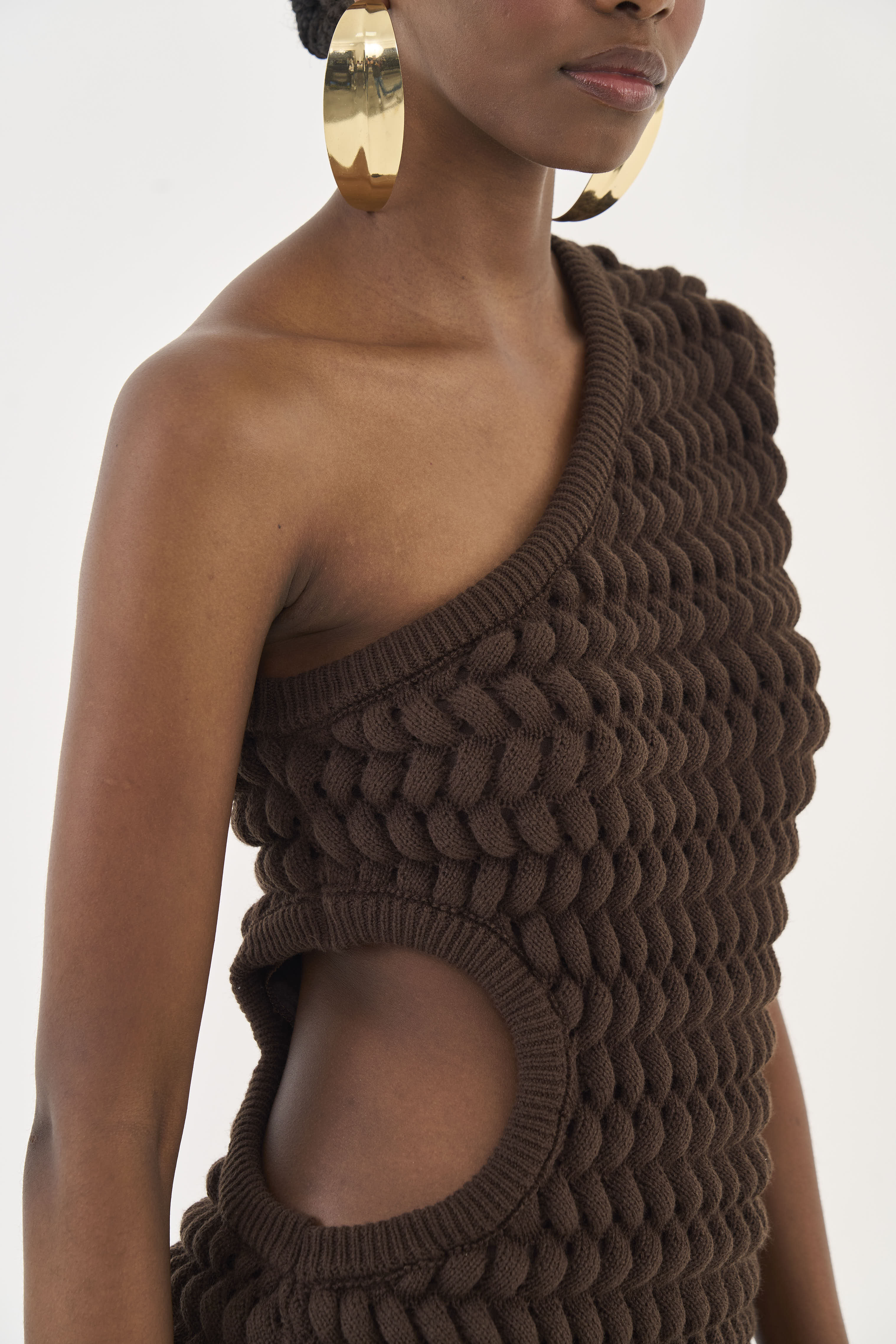 VESTIDO TRICÔ M MARROM NOBUCK