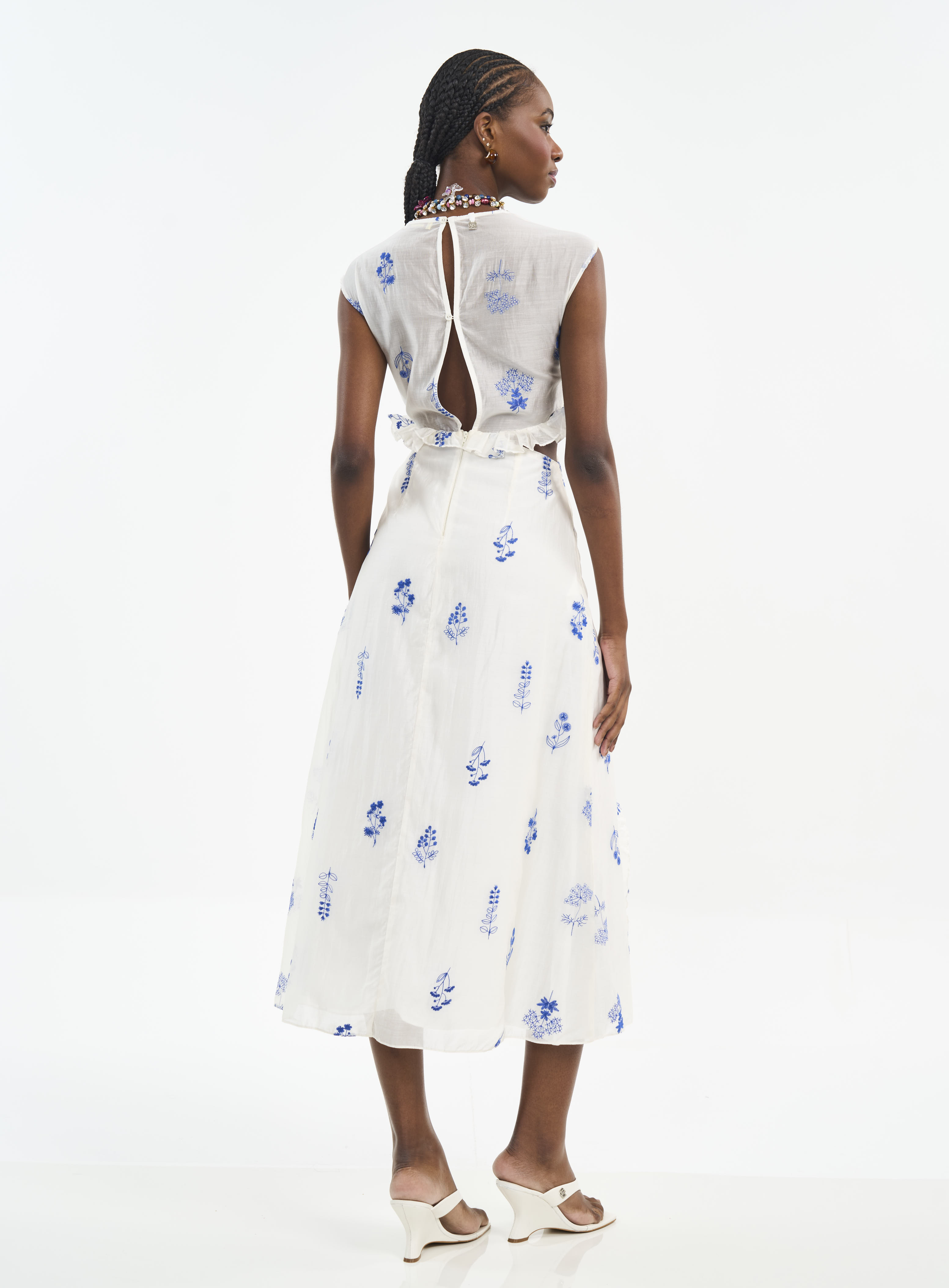 VESTIDO BORDADO P OFF/AZUL