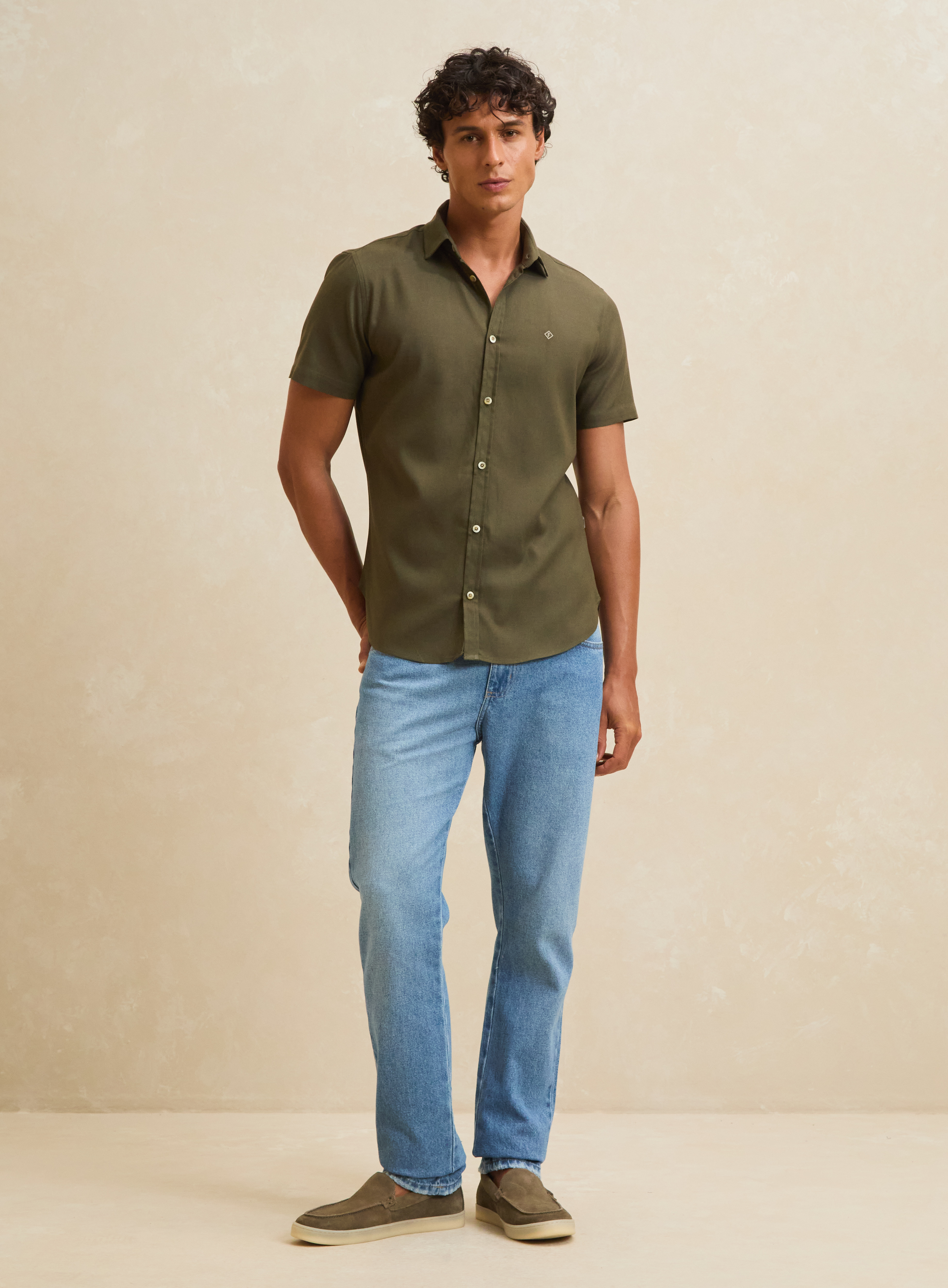 CAMISA LINHO ST BARTHS GG VERDE TARMAC