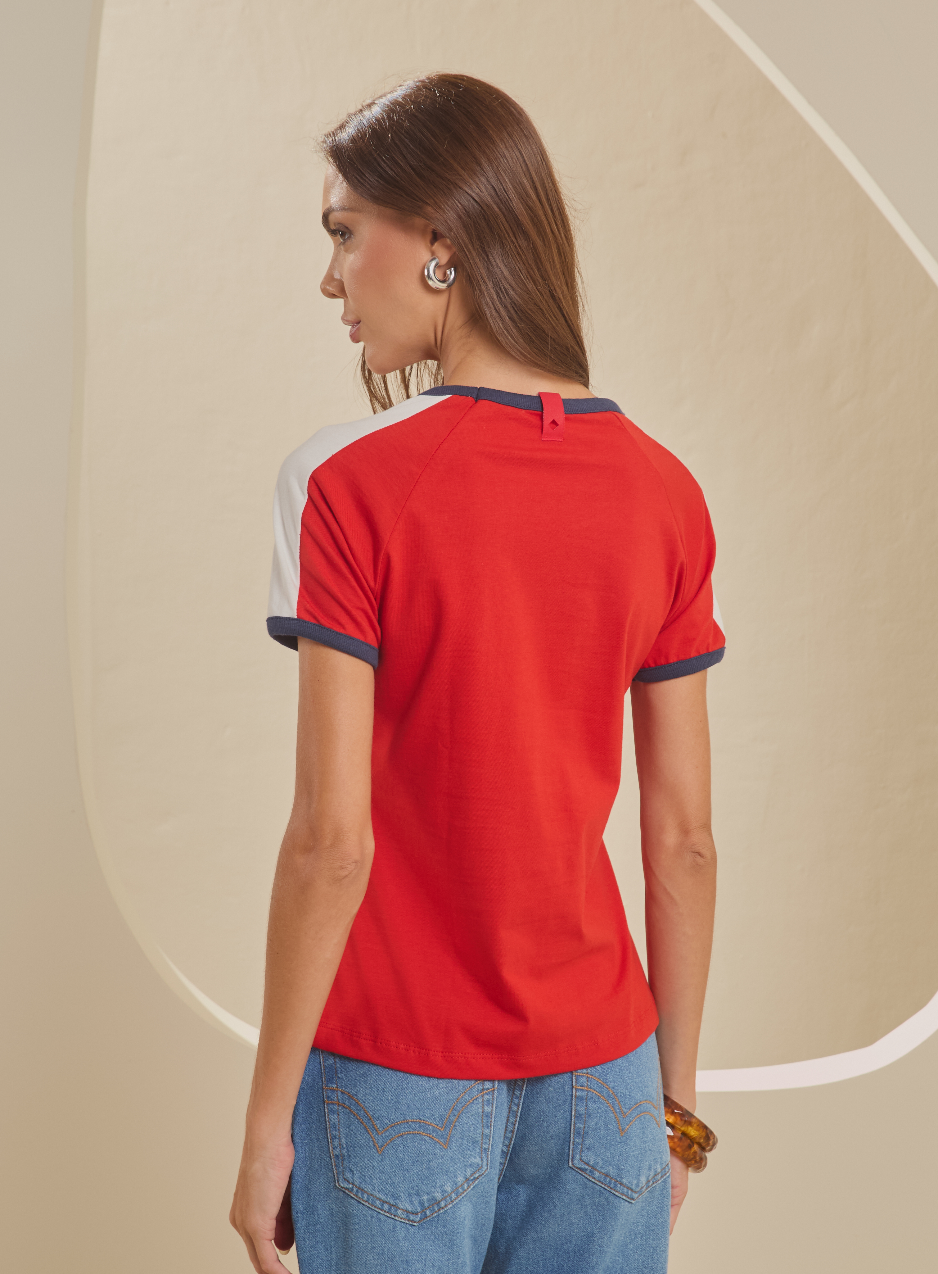 CAMISETA FORUM G VERMELHO/OFF/AZ